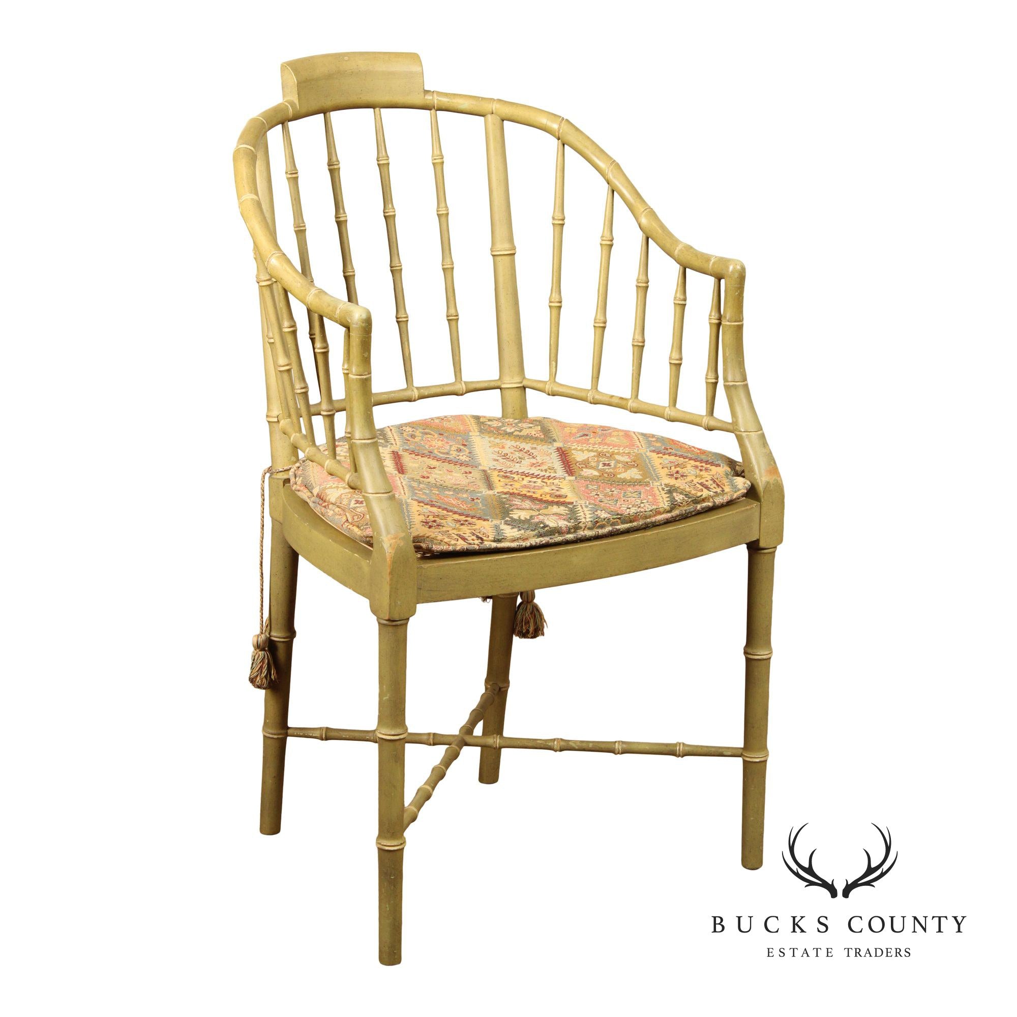 Baker Furniture Vintage Faux Bamboo Armchair
