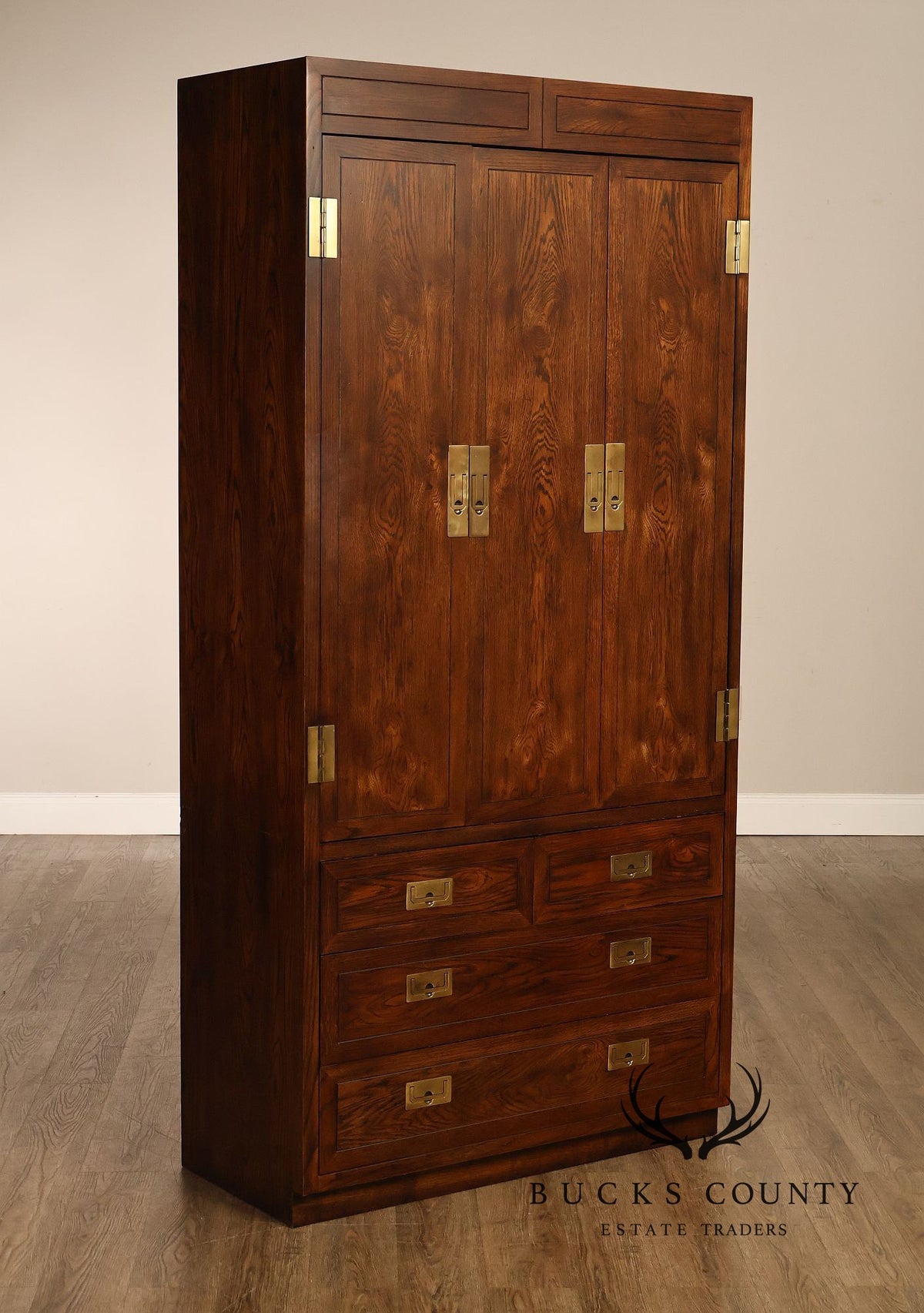 Henredon Scene One Campaign Style Bedroom Armoire Cabinet
