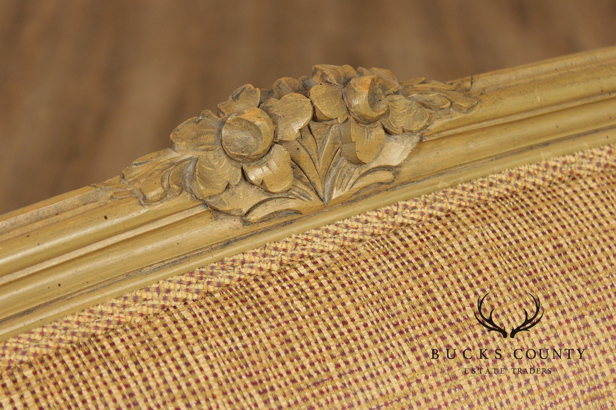 French Louis XV Style Distress Painted Settee Loveseat