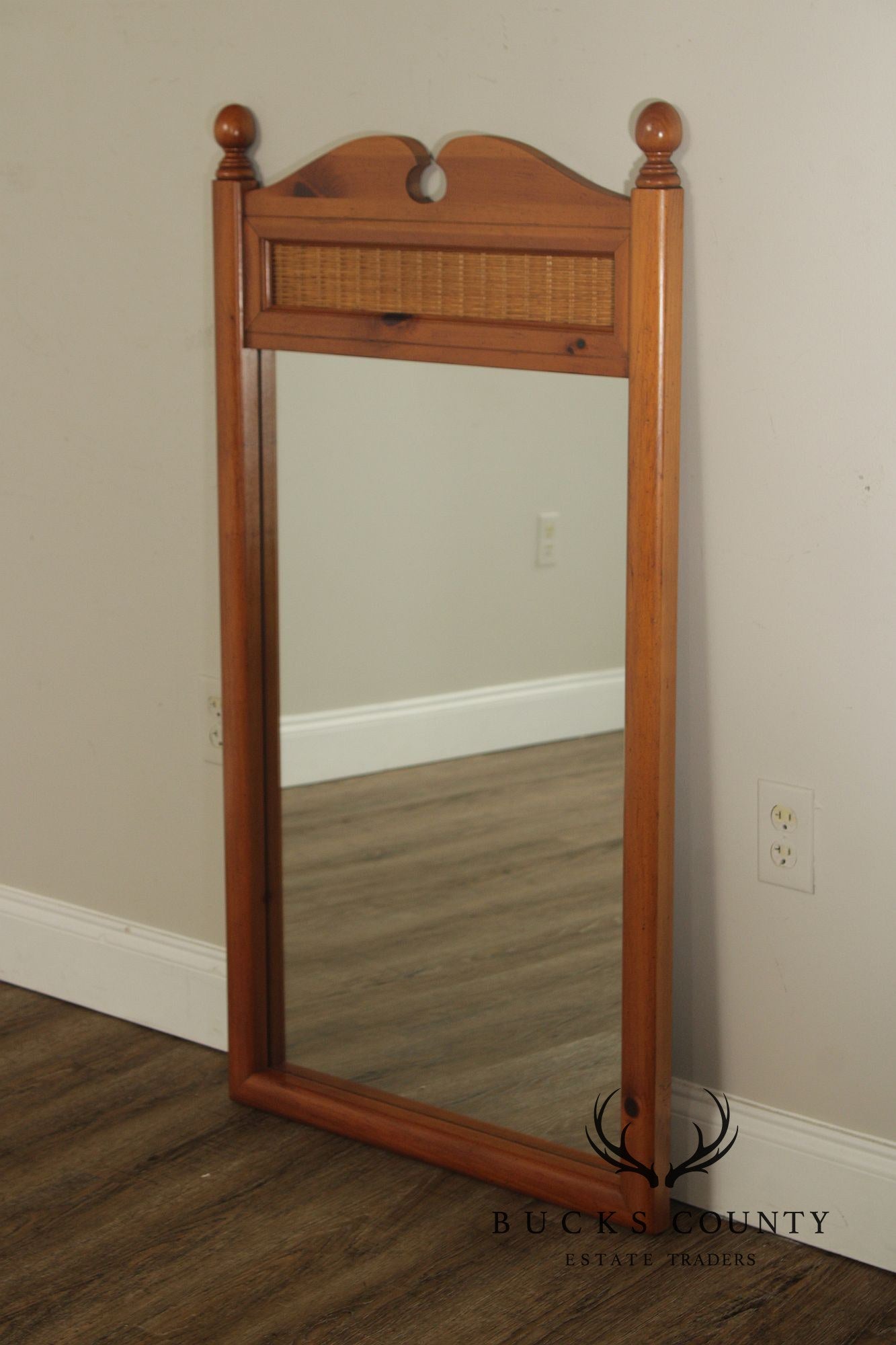 Stanley Furniture Country Pine and Wicker Mirror