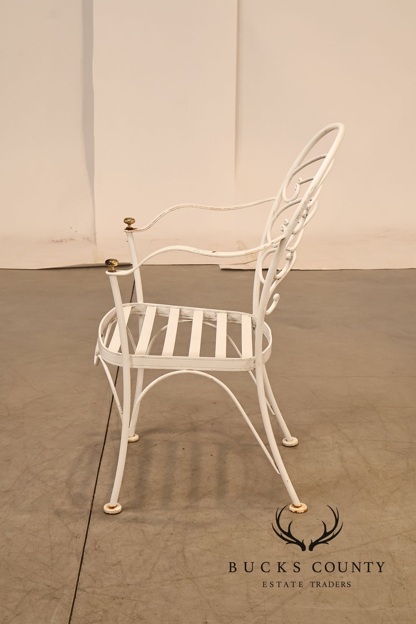 Woodard Pair of Wrought Iron Outdoor 'Ribcage' Armchairs