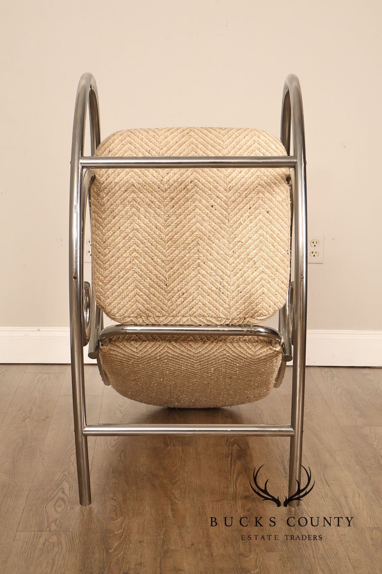 1970s Post Modern Tubular Chrome Rocking Chair