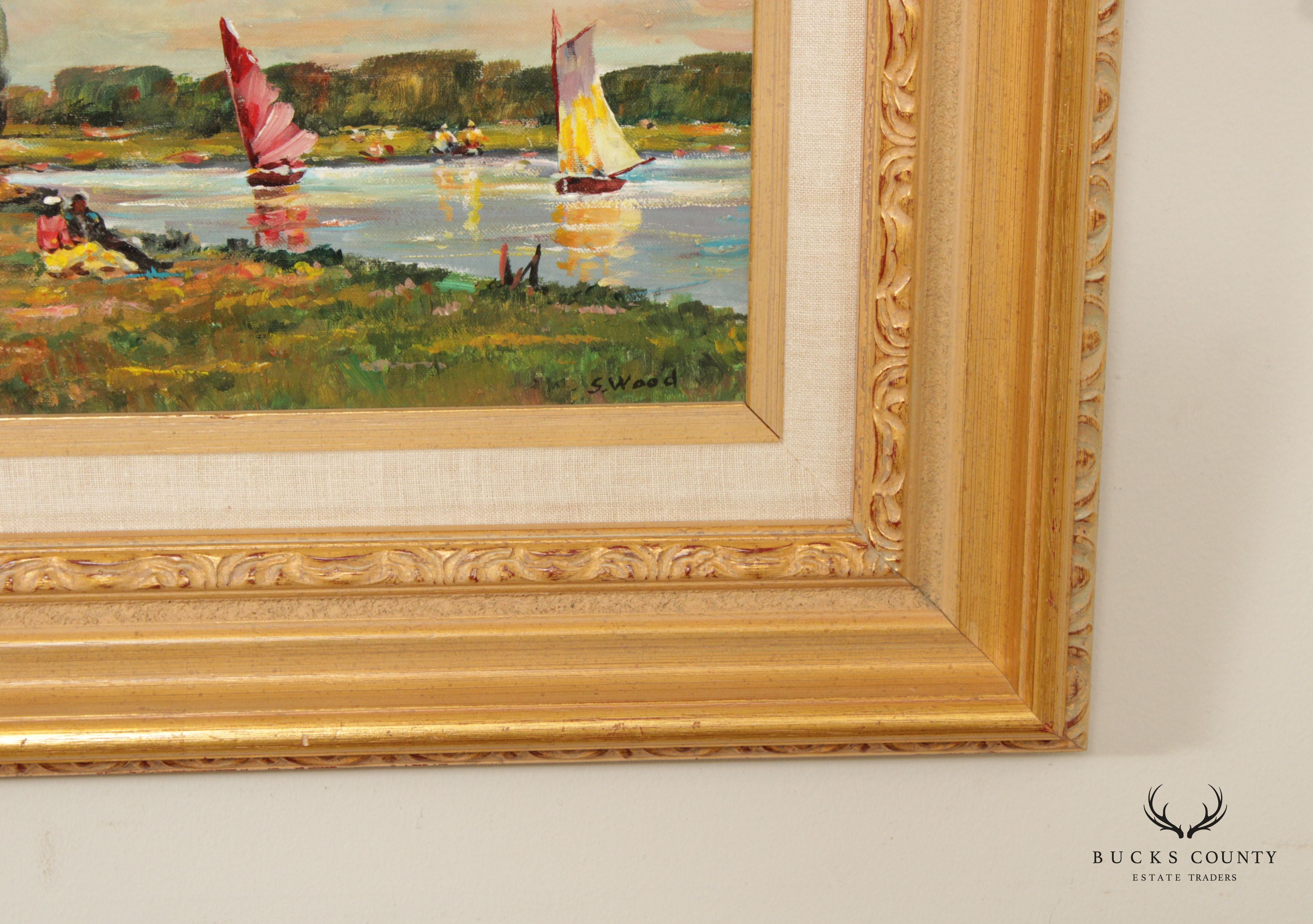 S. Wood Framed Oil Painting, A Day On the Water