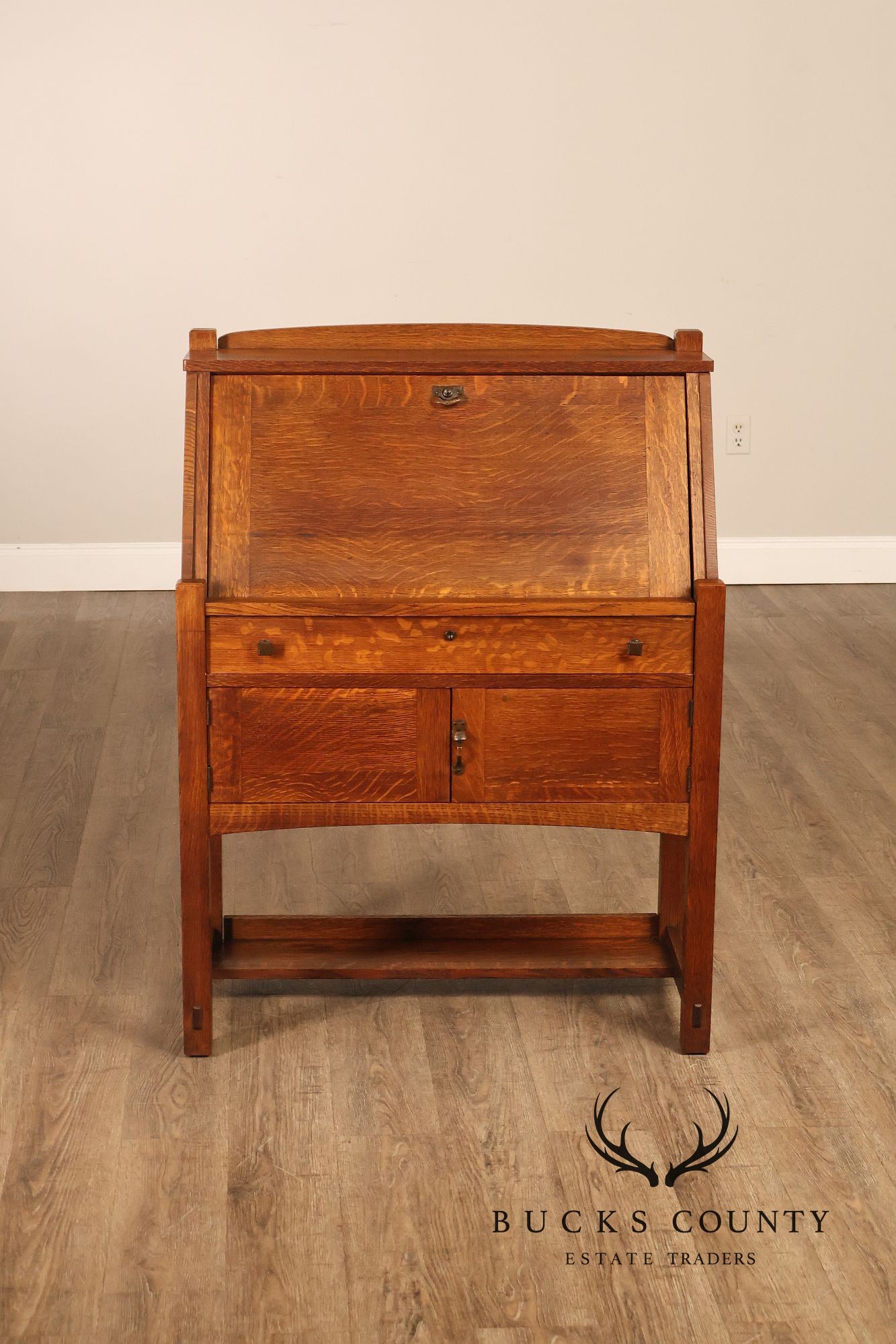 Limbert Arts And Crafts Antique Oak Slant Drop Front Writing Desk