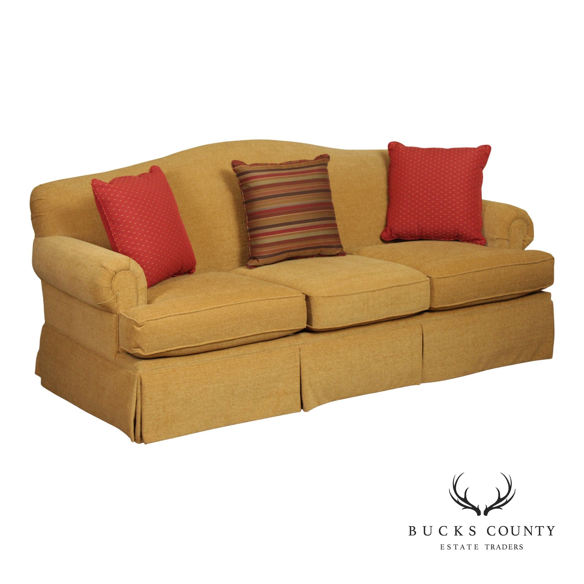 Bassett Furniture Traditional Gold Skirted Sofa