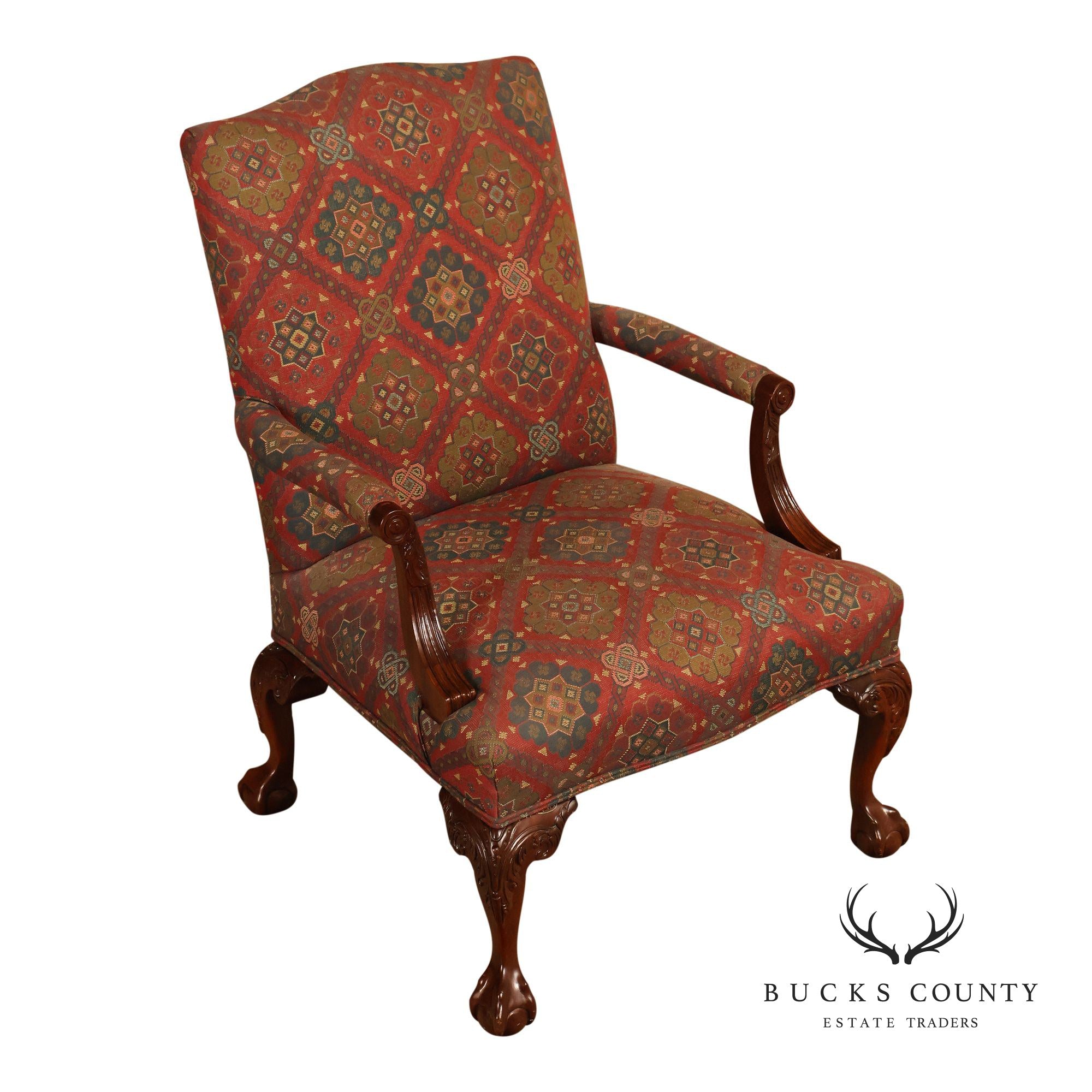 Henredon Chippendale Style Mahogany Library Armchair