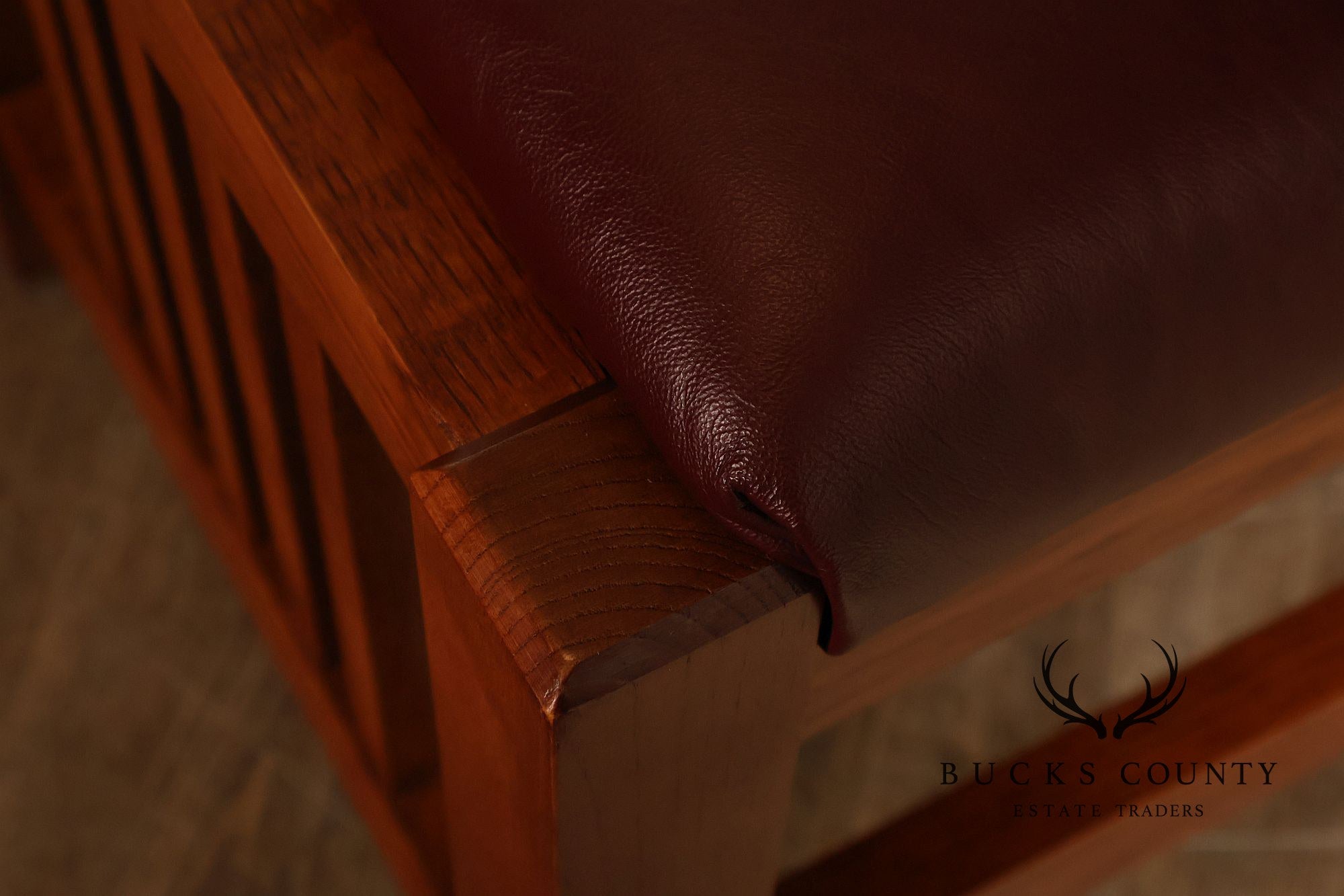 Bassett Furniture Mission Style Oak and Leather Foot Stool
