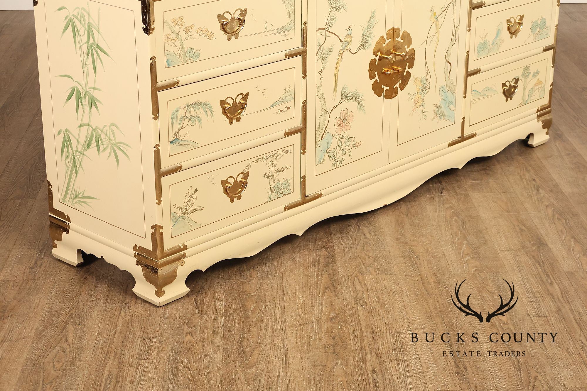 Painted Chinoiserie Style Dresser With Brass Hardware