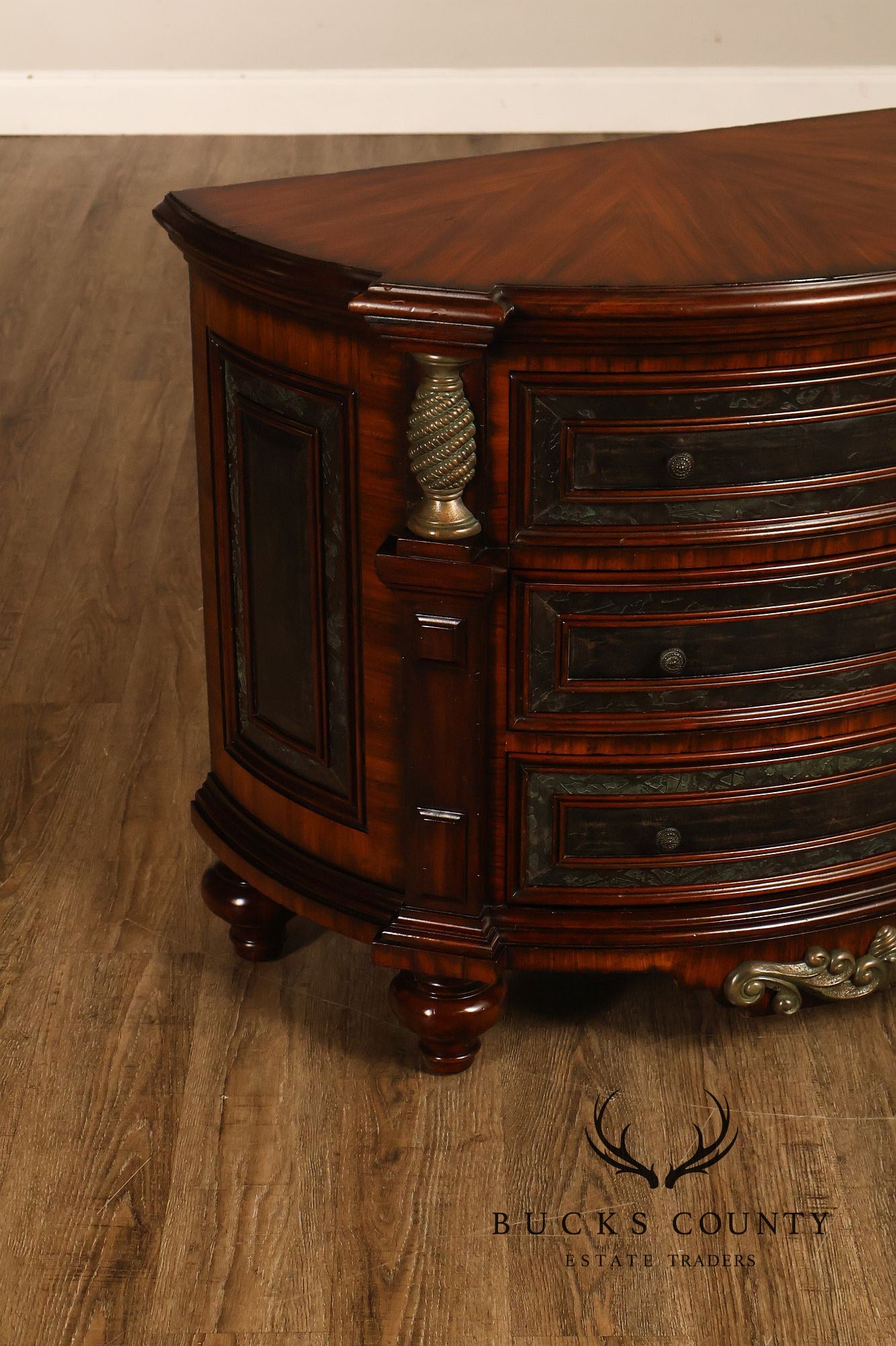 Maitland-Smith Pair Of Mahogany Three Drawer Chest Nightstands