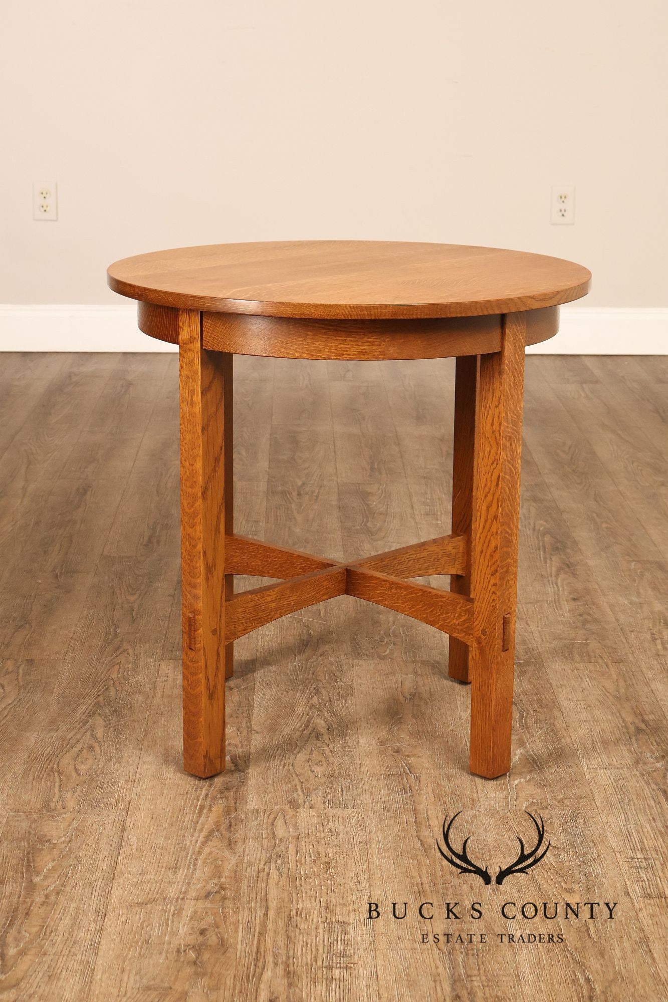 Stickley Mission Collection Round Oak Side Table