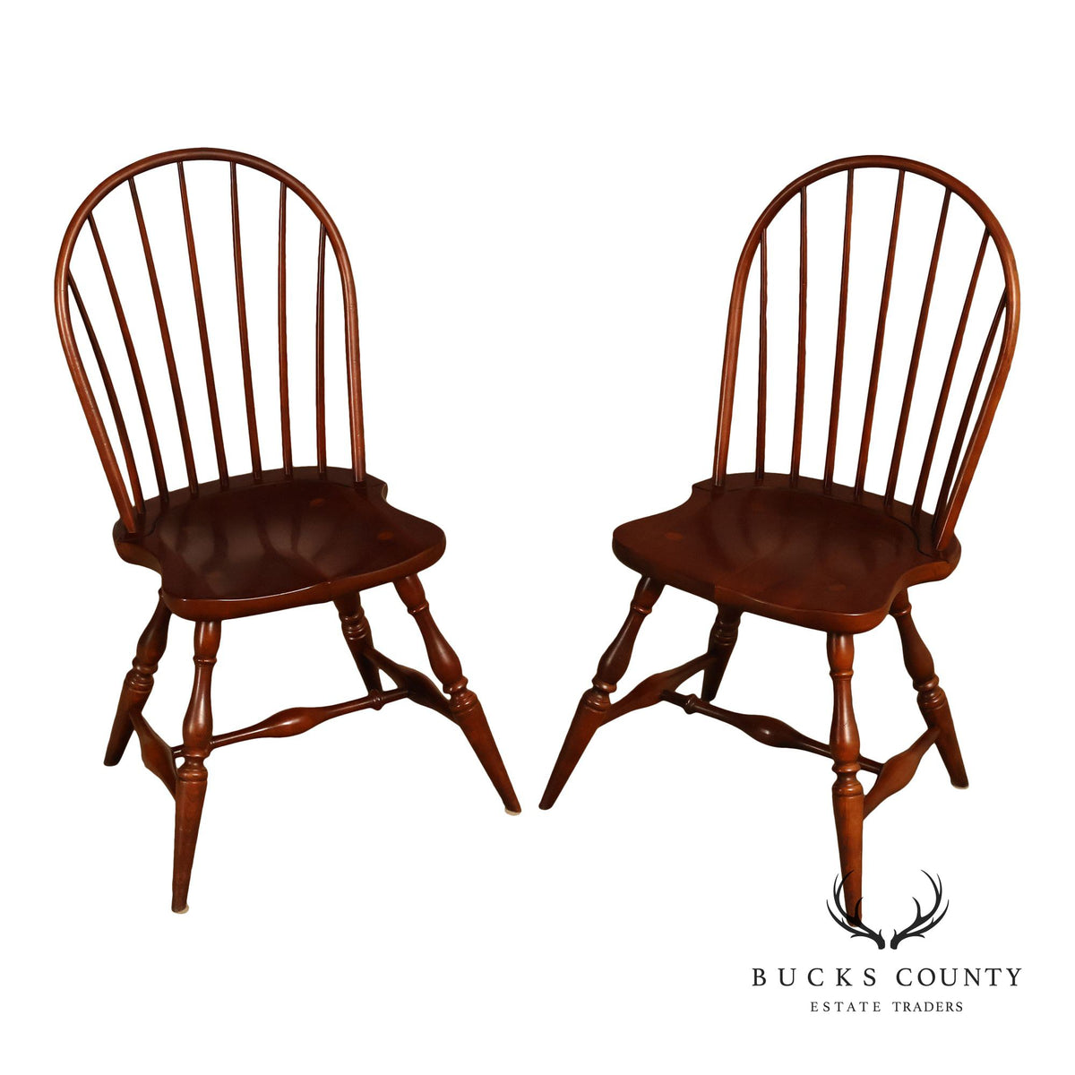 Frederick Duckloe & Bros Pair of Cherry Windsor Side Chairs