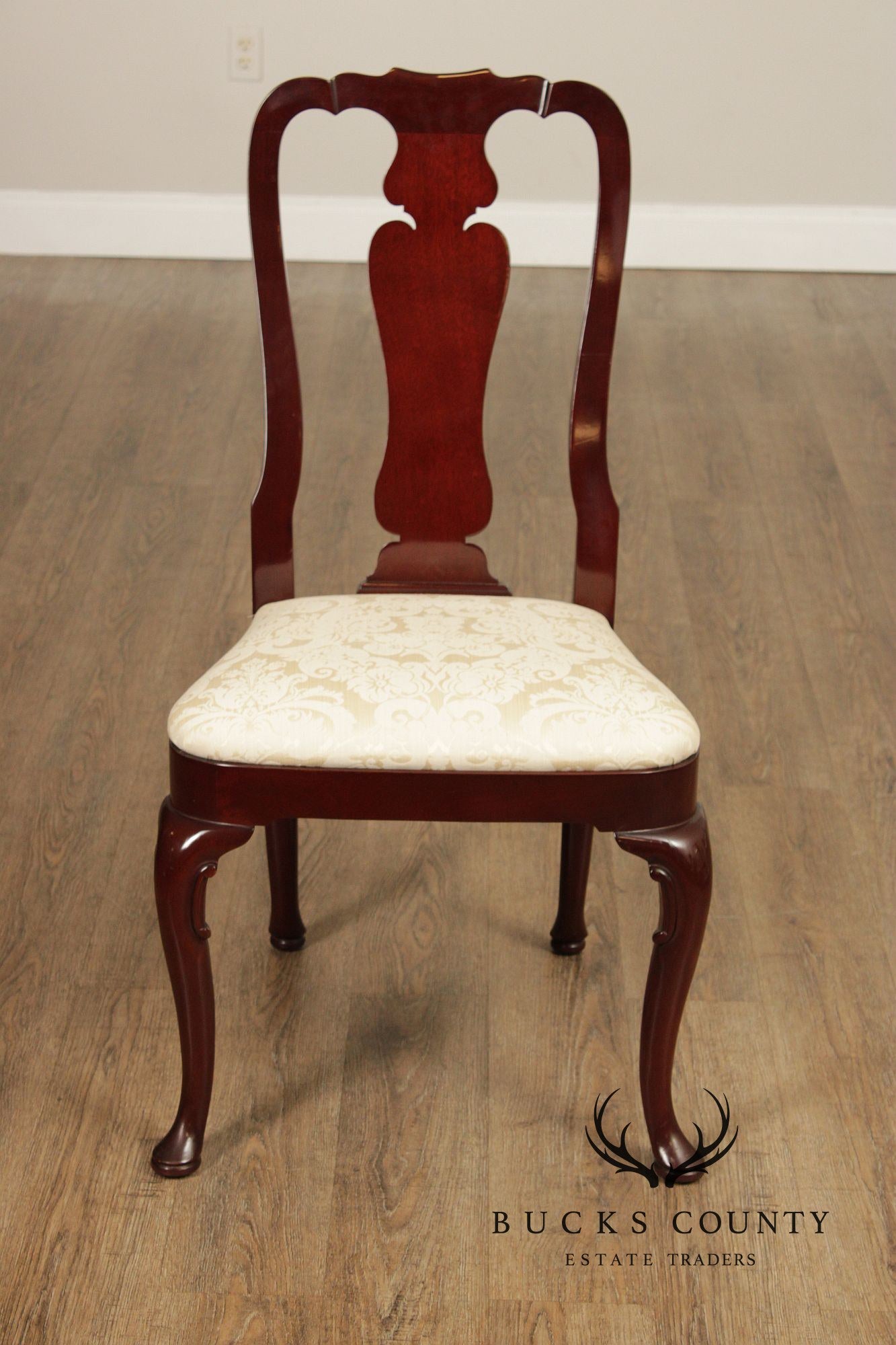 Kindel Queen Anne Style Set Of Six Mahogany Dining Chairs