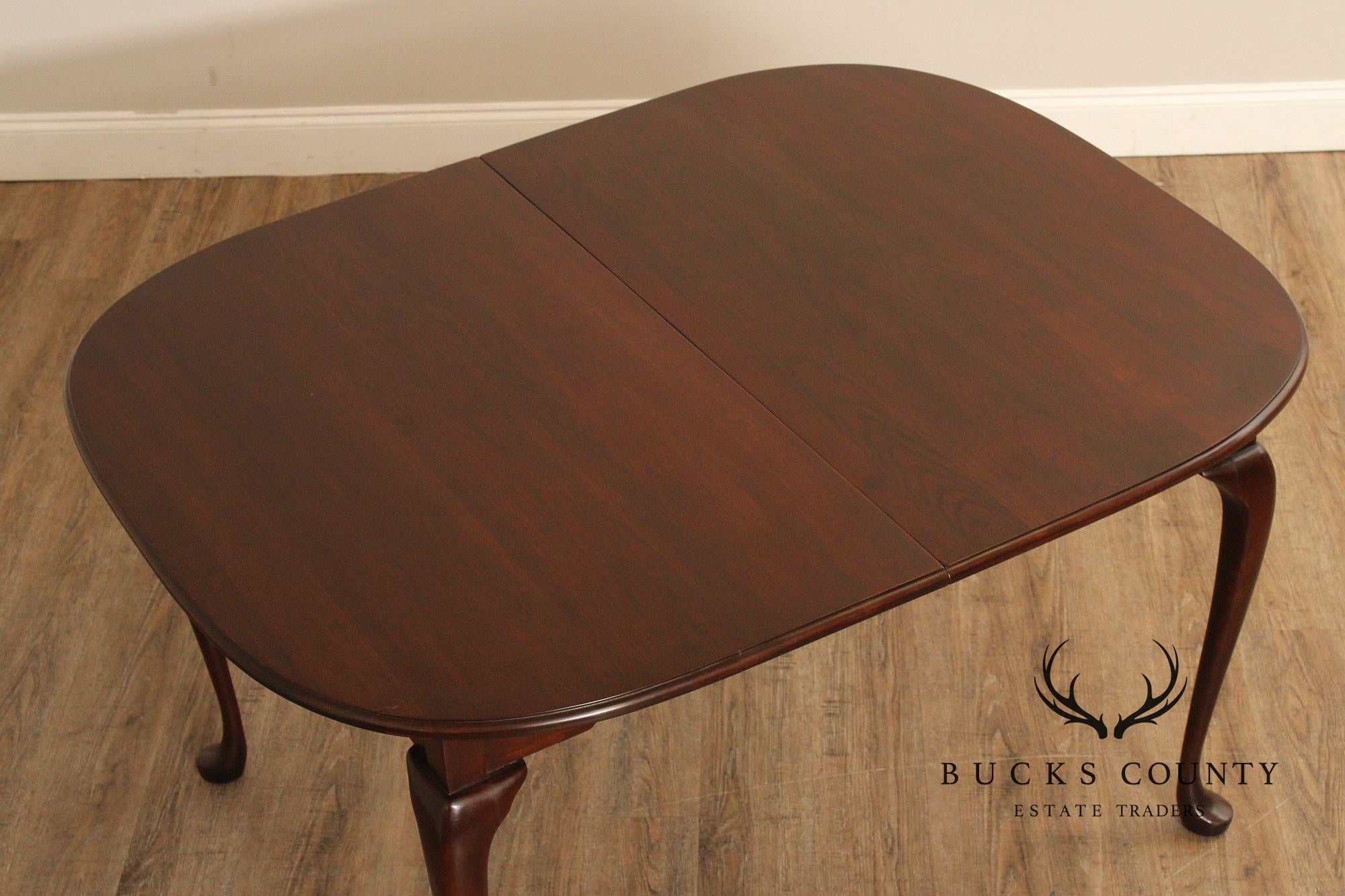 Queen Anne Style Oval Cherry Extension Dining Table With Two Leaves