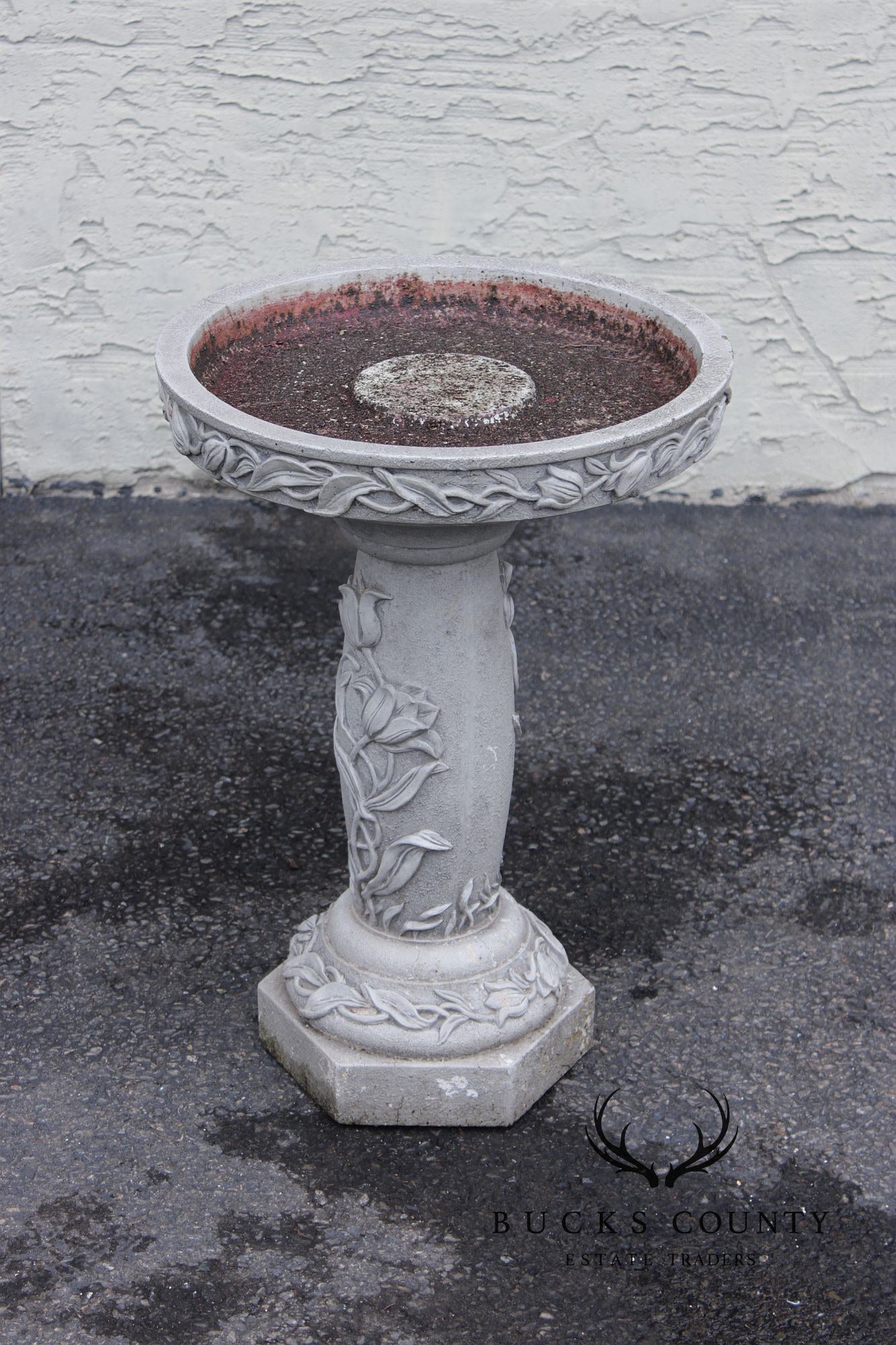 Cast Stone Floral Bird Bath