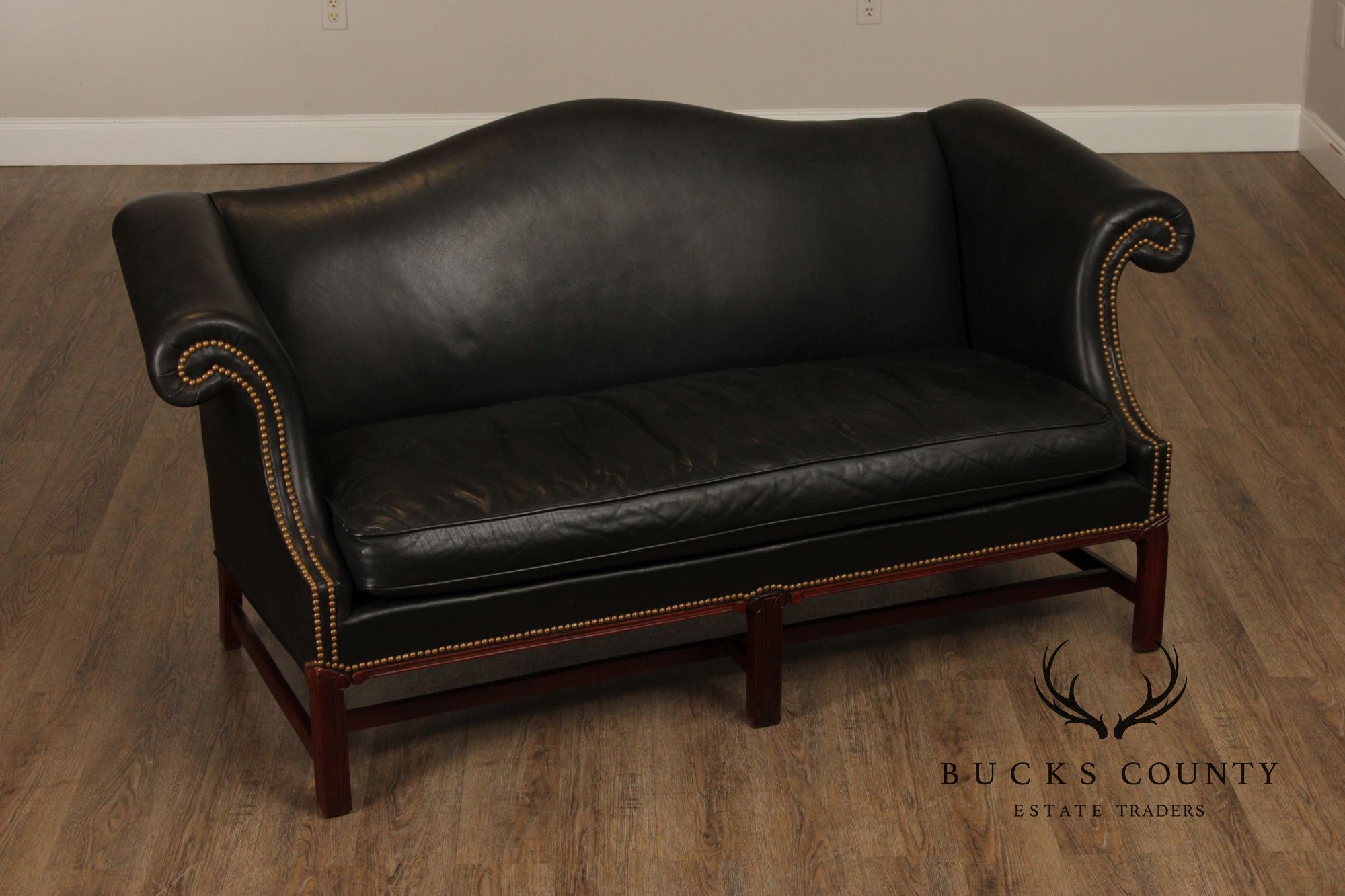 Hickory Chair Chippendale Style Mahogany and Leather Sofa