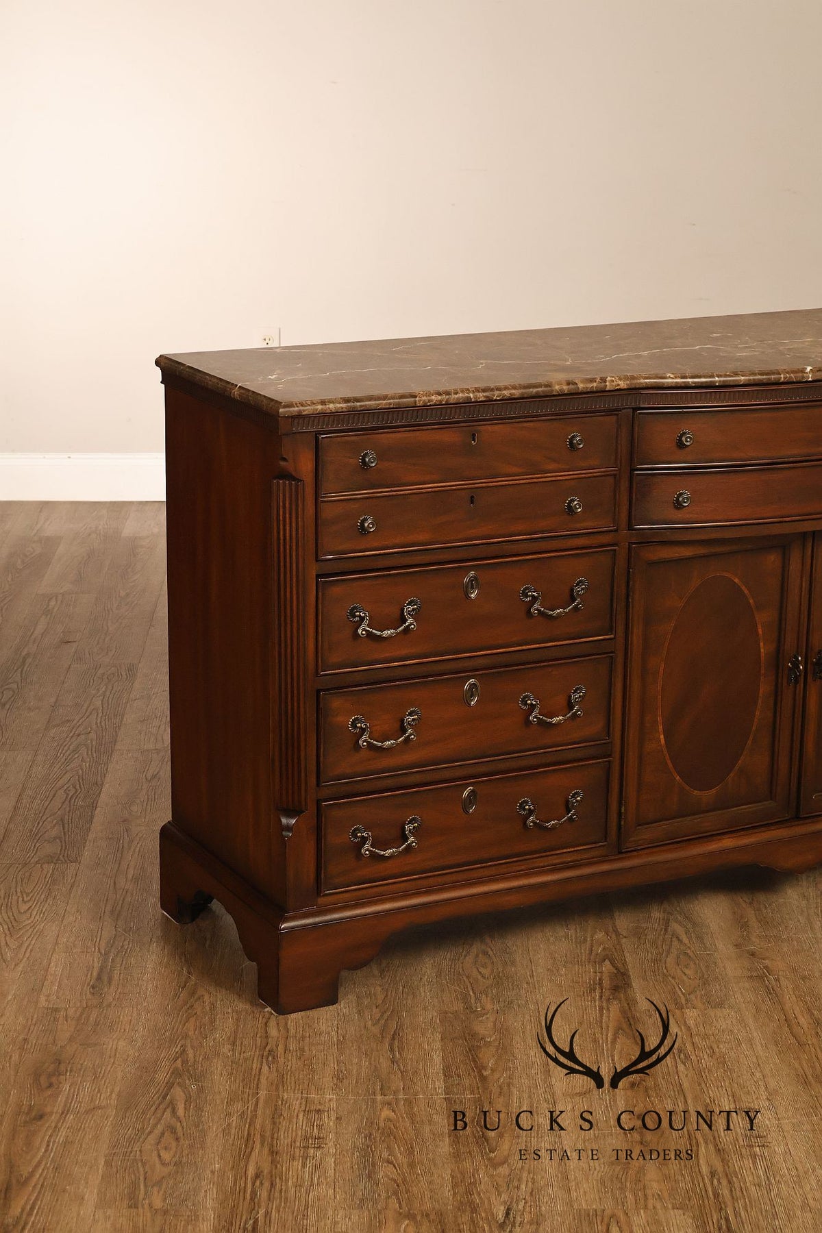 Drexel Heritage 'Covington Park' Marble Top Mahogany Door Chest