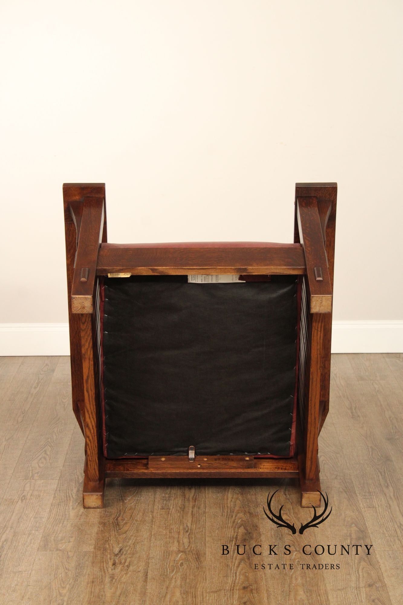 Stickley Mission Collection Oak and Leather Spindle Morris Chair