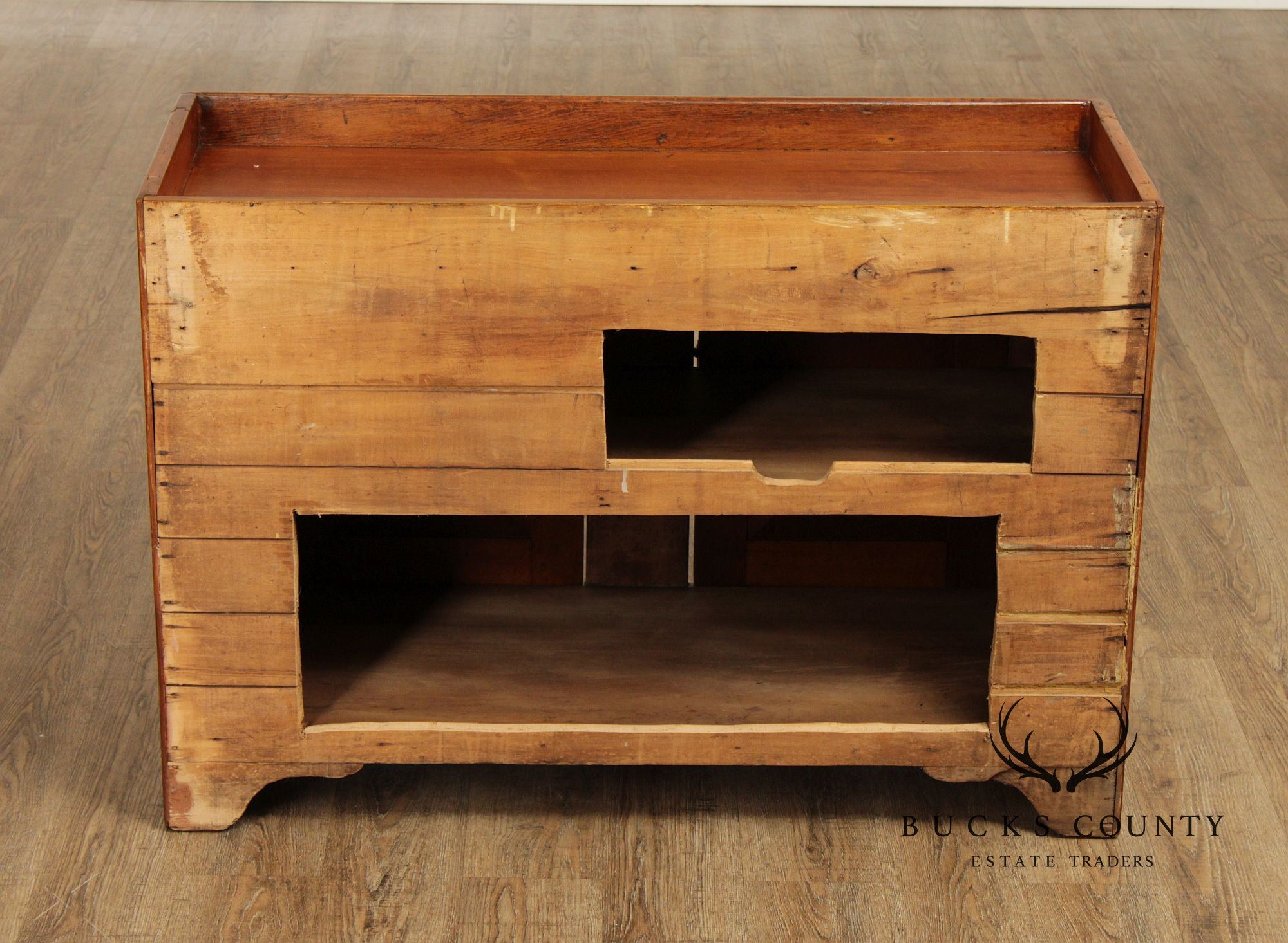 Antique 19th Century Solid Pine Dry Sink Cabinet With Porcelain Knobs