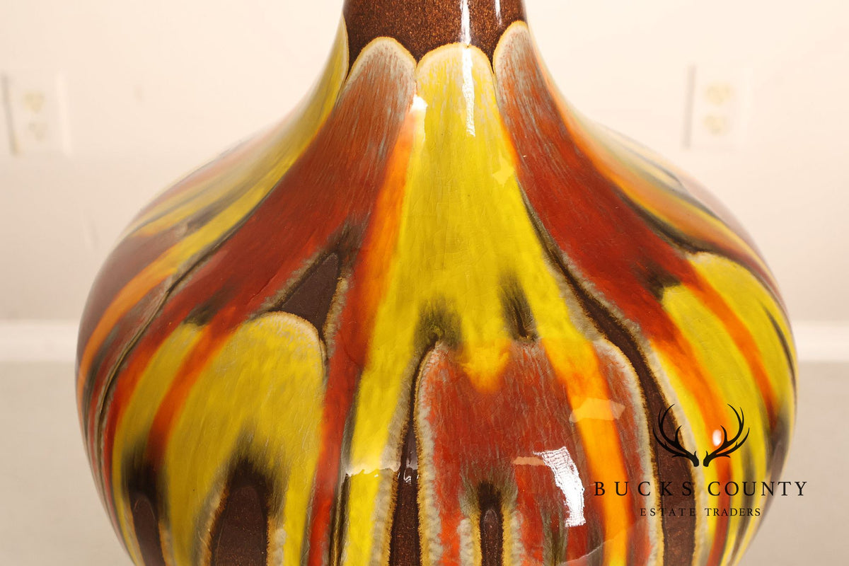 Mid Century Modern Drip-Glaze Ceramic Table Lamp