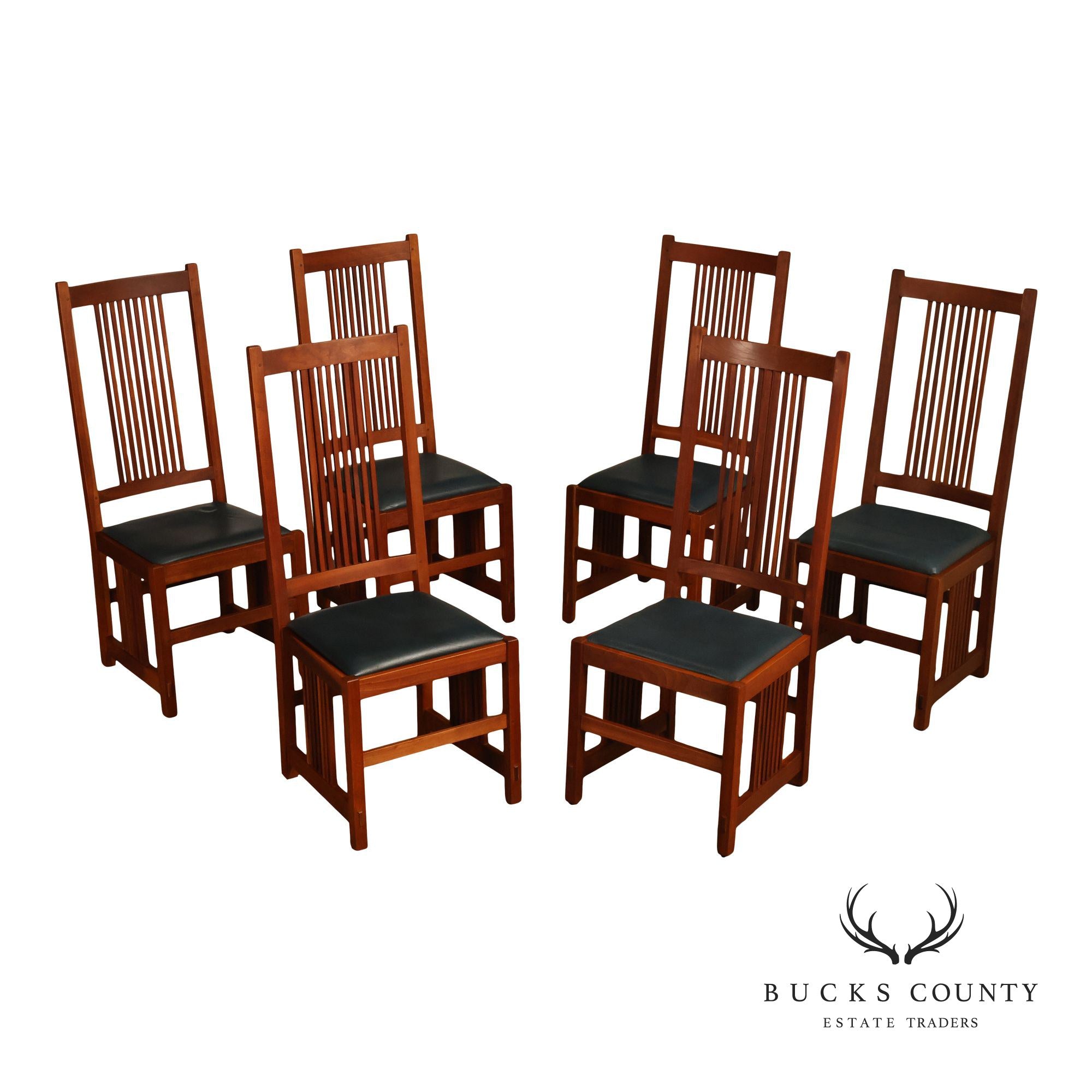 Stickley Mission Collection Cherry Set Of 6 Spindle Back Dining Chairs