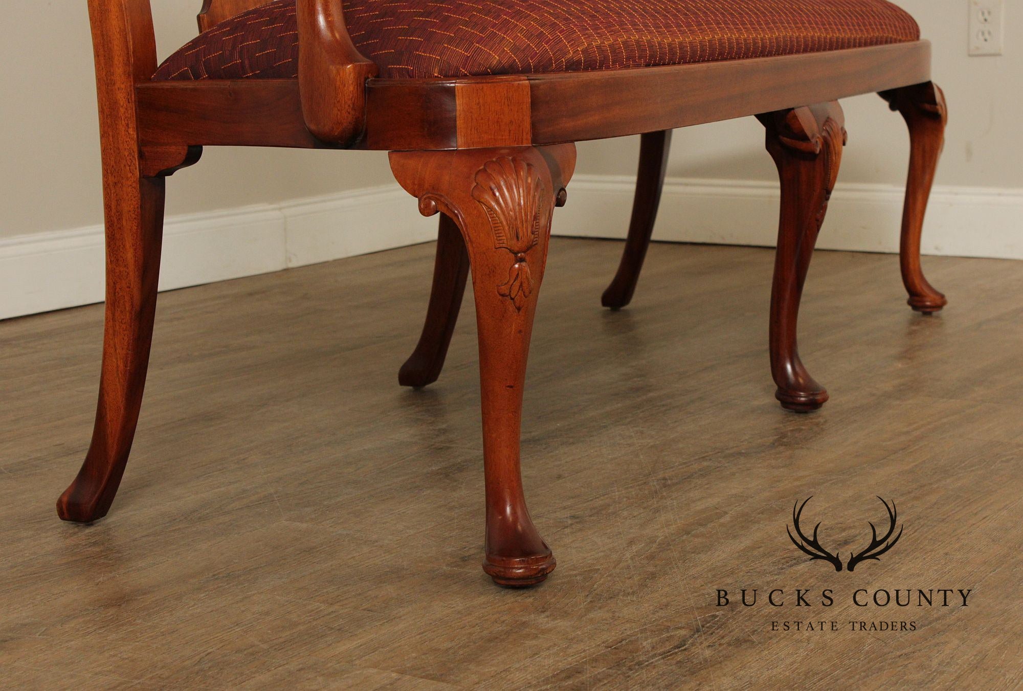 Georgian Furnishing Co. Queen Anne Style Mahogany Triple Back Settee