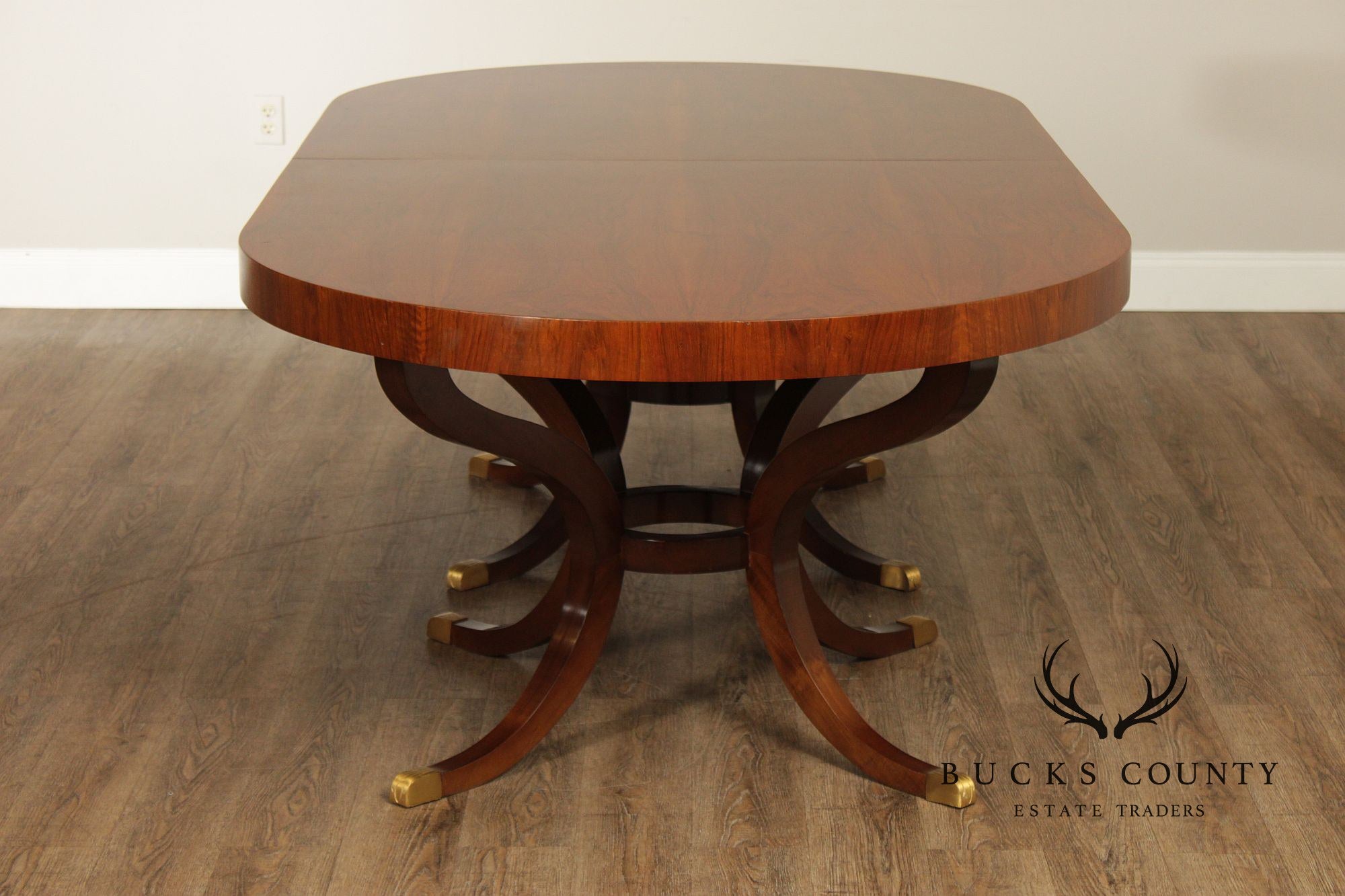 Acanto Luxury Furniture French Art Deco Style Oval Walnut Extendable Dining Table