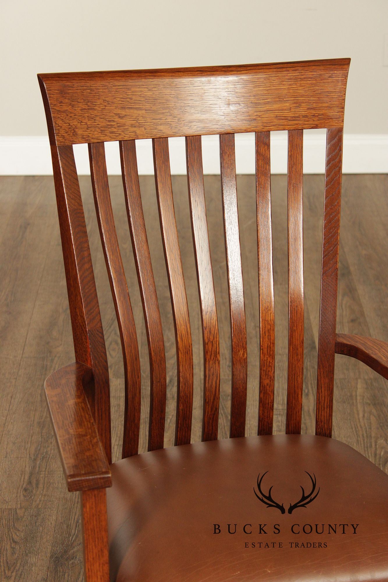 Mission Style Custom Quality Oak and Leather Executive Office Chair
