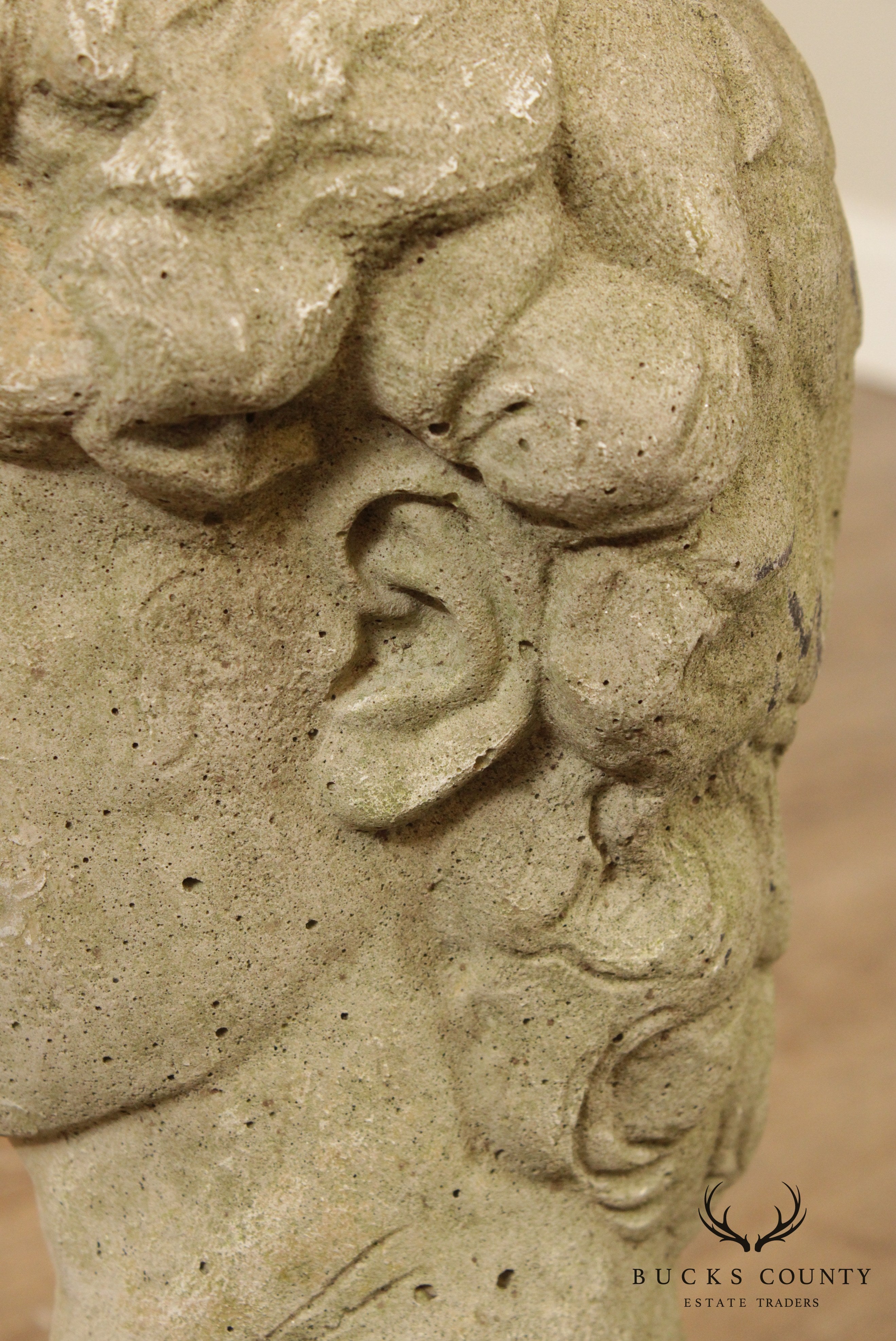 Vintage Cast Stone Garden Bust Of Michelangelo's David (B)