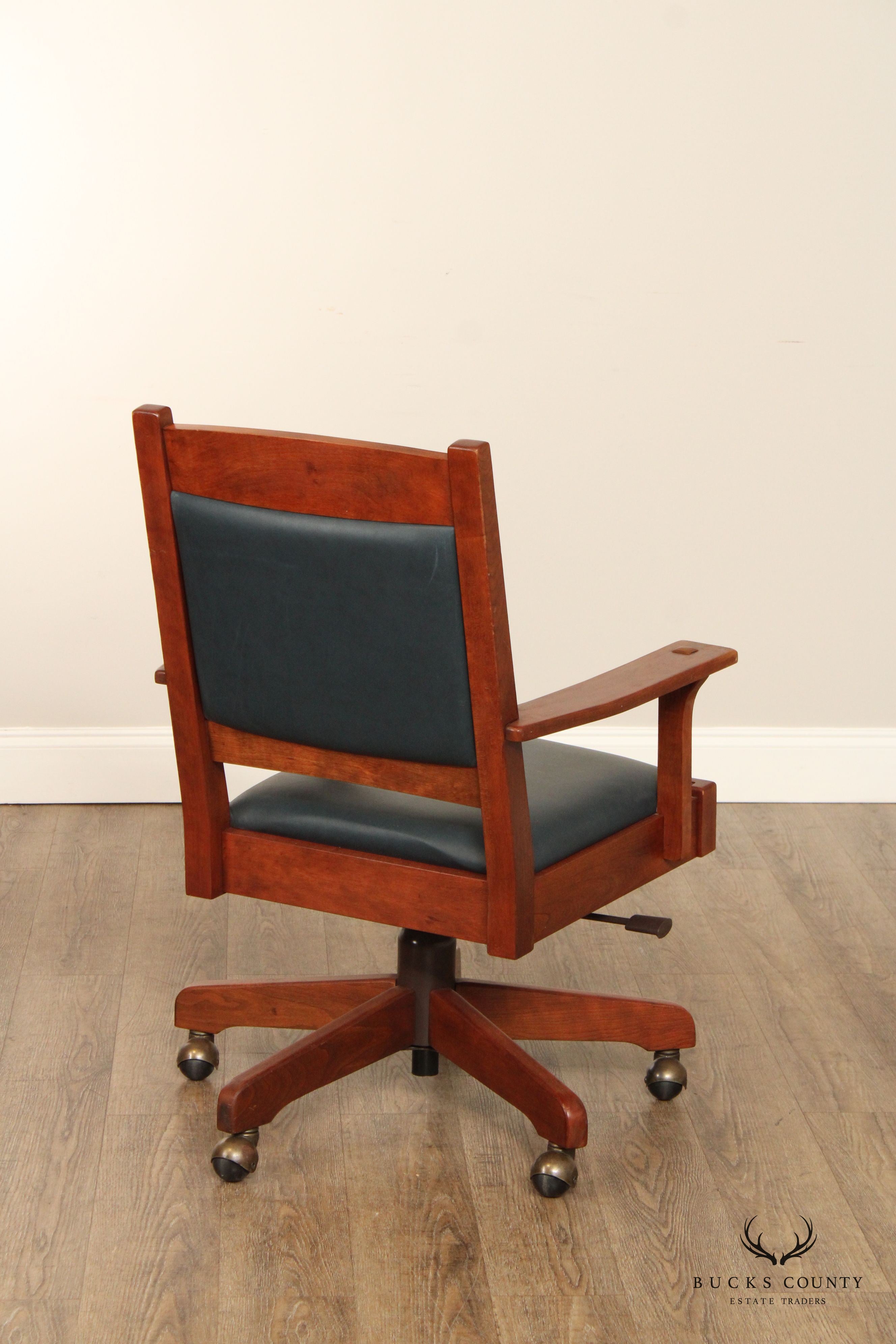 Stickley Mission Collection Cherry and Leather Swivel Tilt Desk Chair