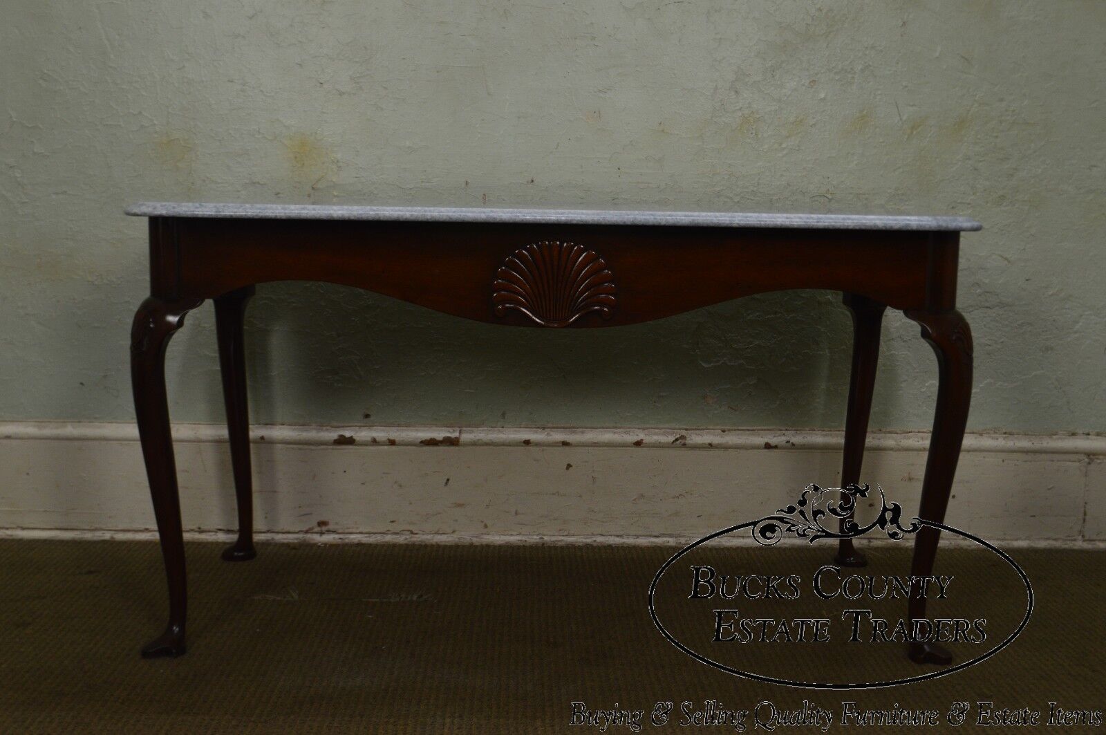 Kittinger Colonial Williamsburg CW155 Mahogany Marble Top Mixing Table Console
