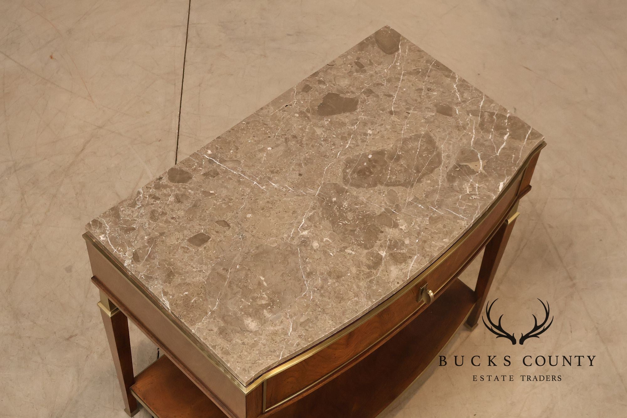 Johnathan Charles 'Barcelona' Marble Top Walnut Nightstand