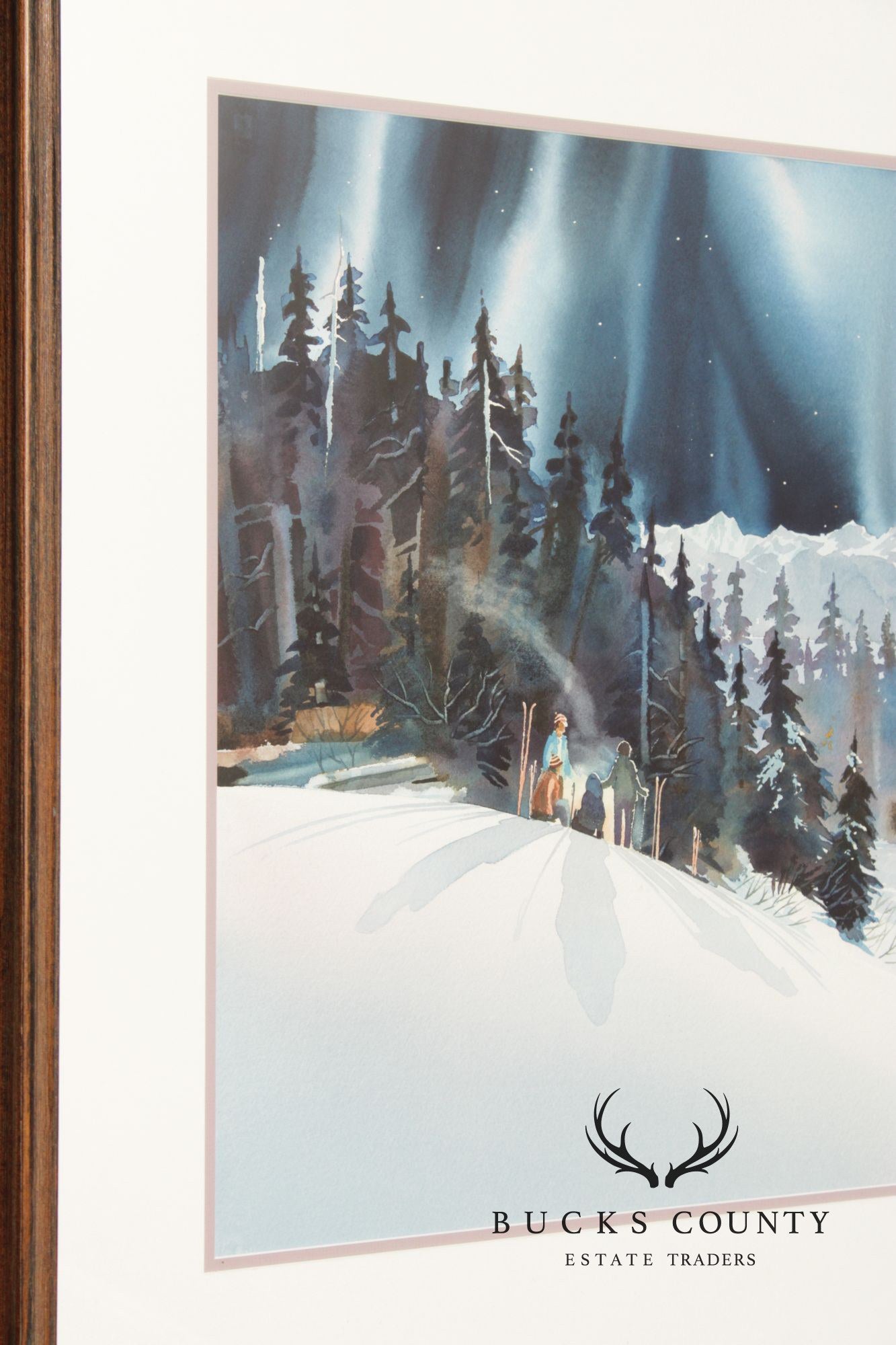John Svenson Watercolor Painting, Ski Party