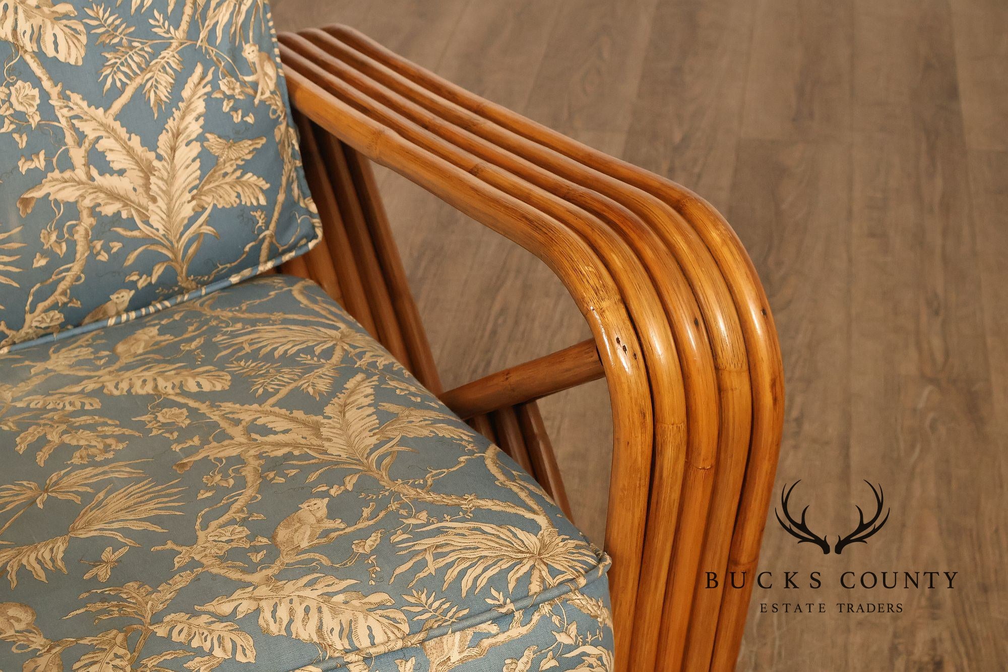 Paul Frankl Pair Of Pretzel Rattan Lounge Chairs