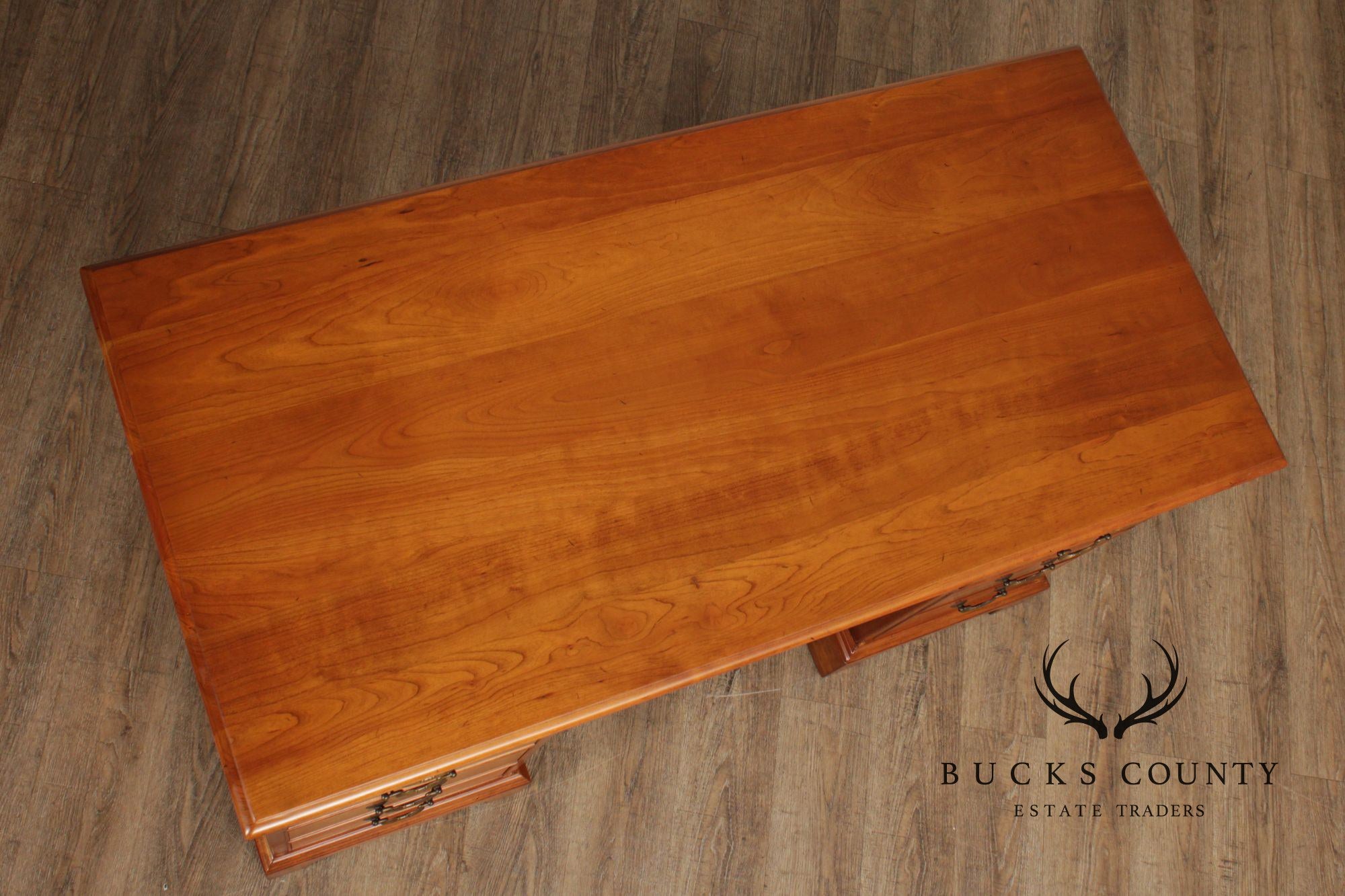 Stickley Chippendale Style Cherry Pedestal Executive Desk