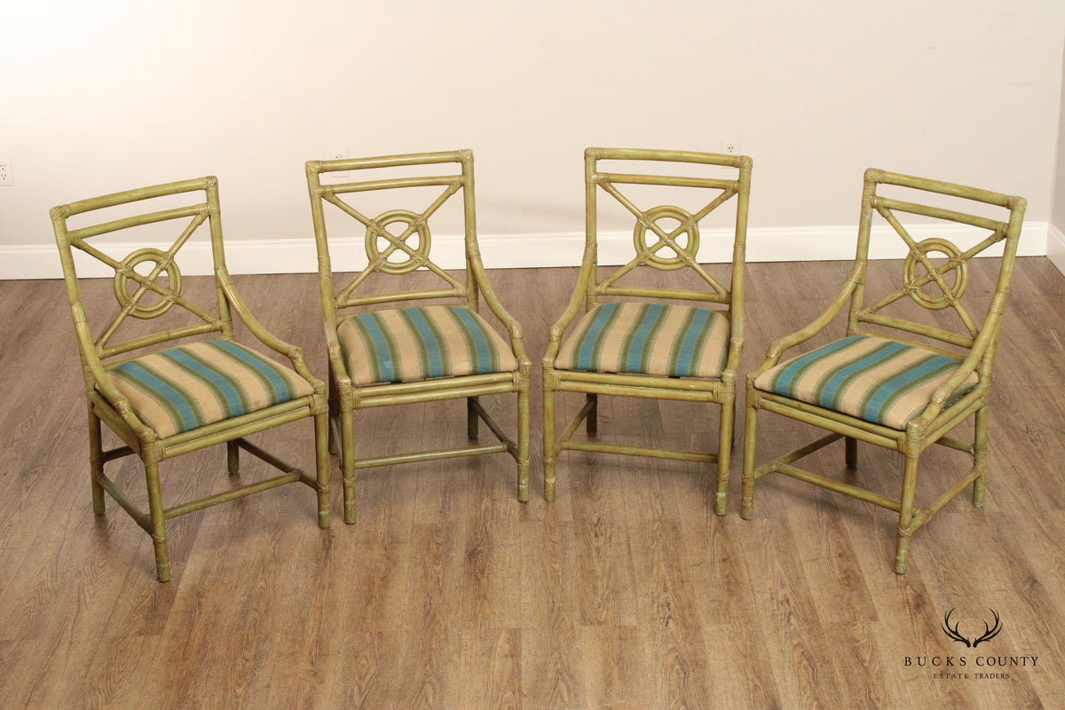 Surfside Casual Furniture Mid Century Modern Set of Four Rattan Dining Chairs