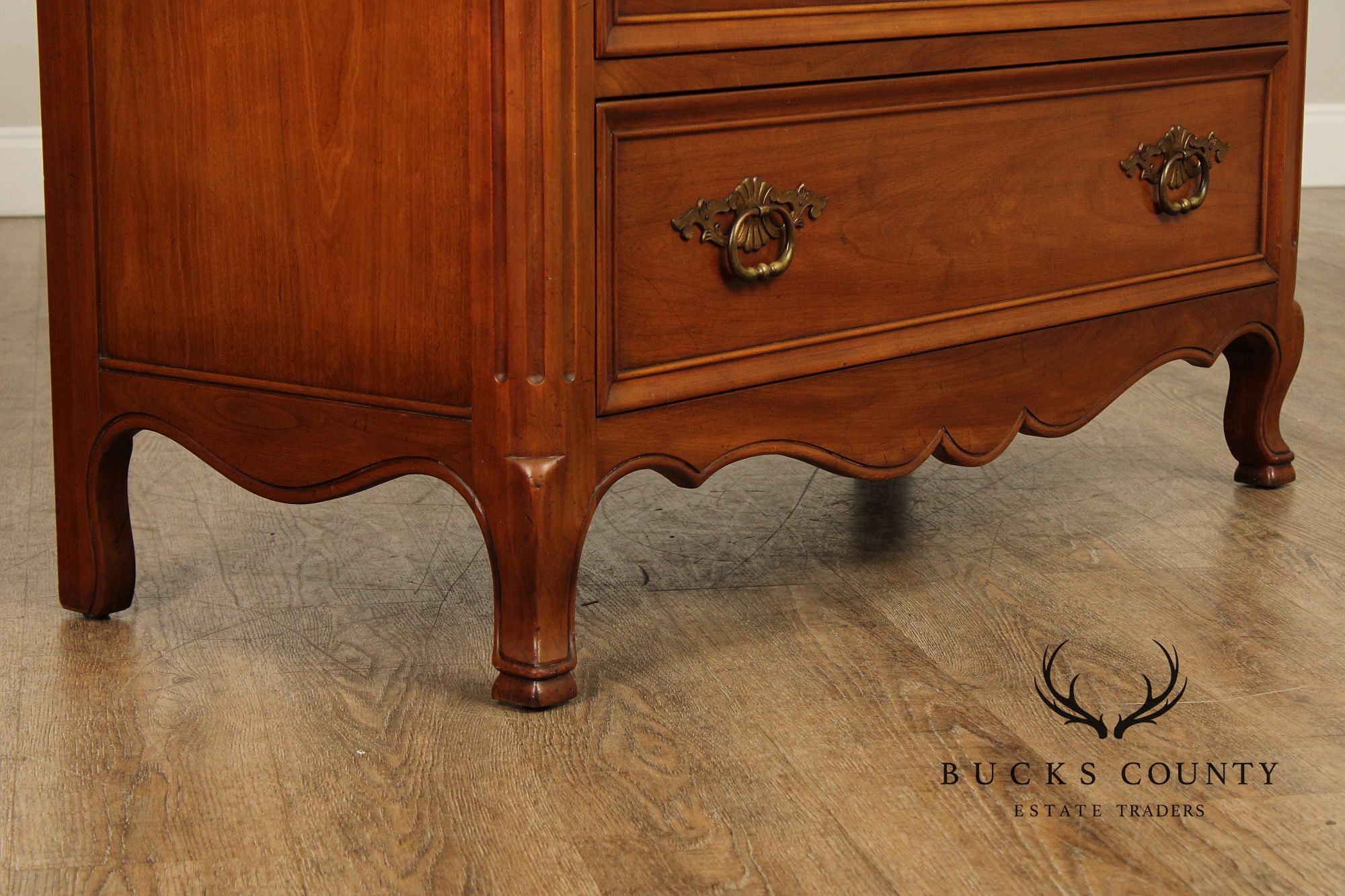 Kindel French Provincial Style Fruitwood Tall Chest