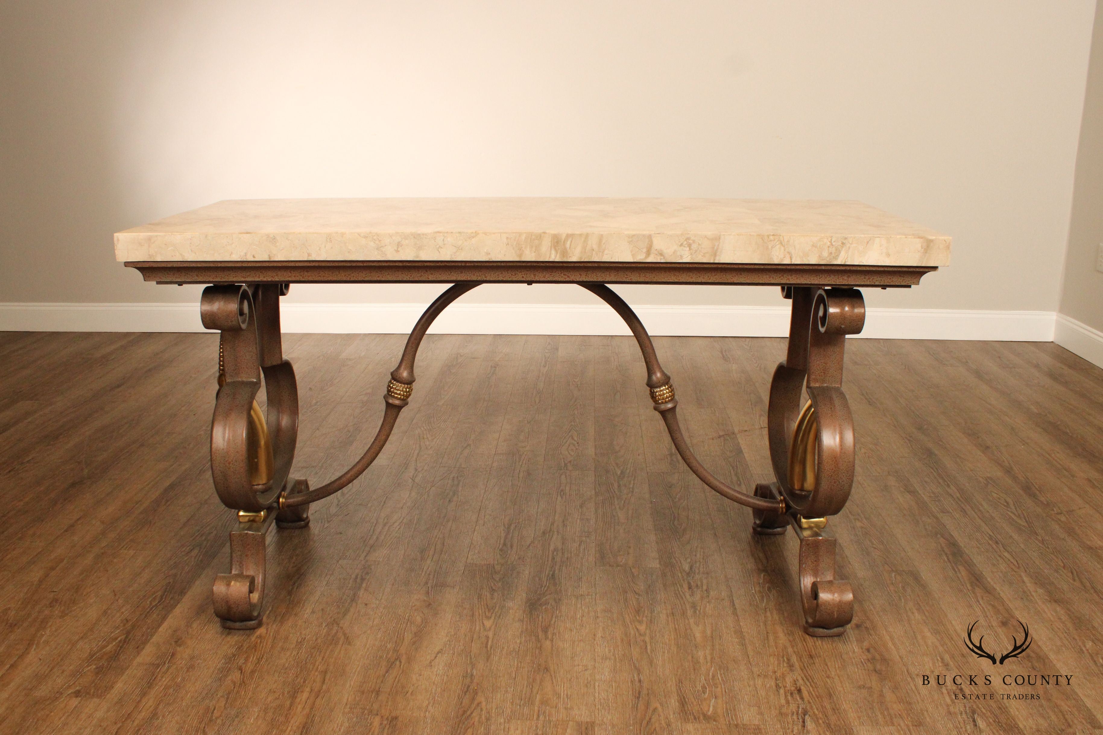 Tessellated Top Brass Gazelle Console Table
