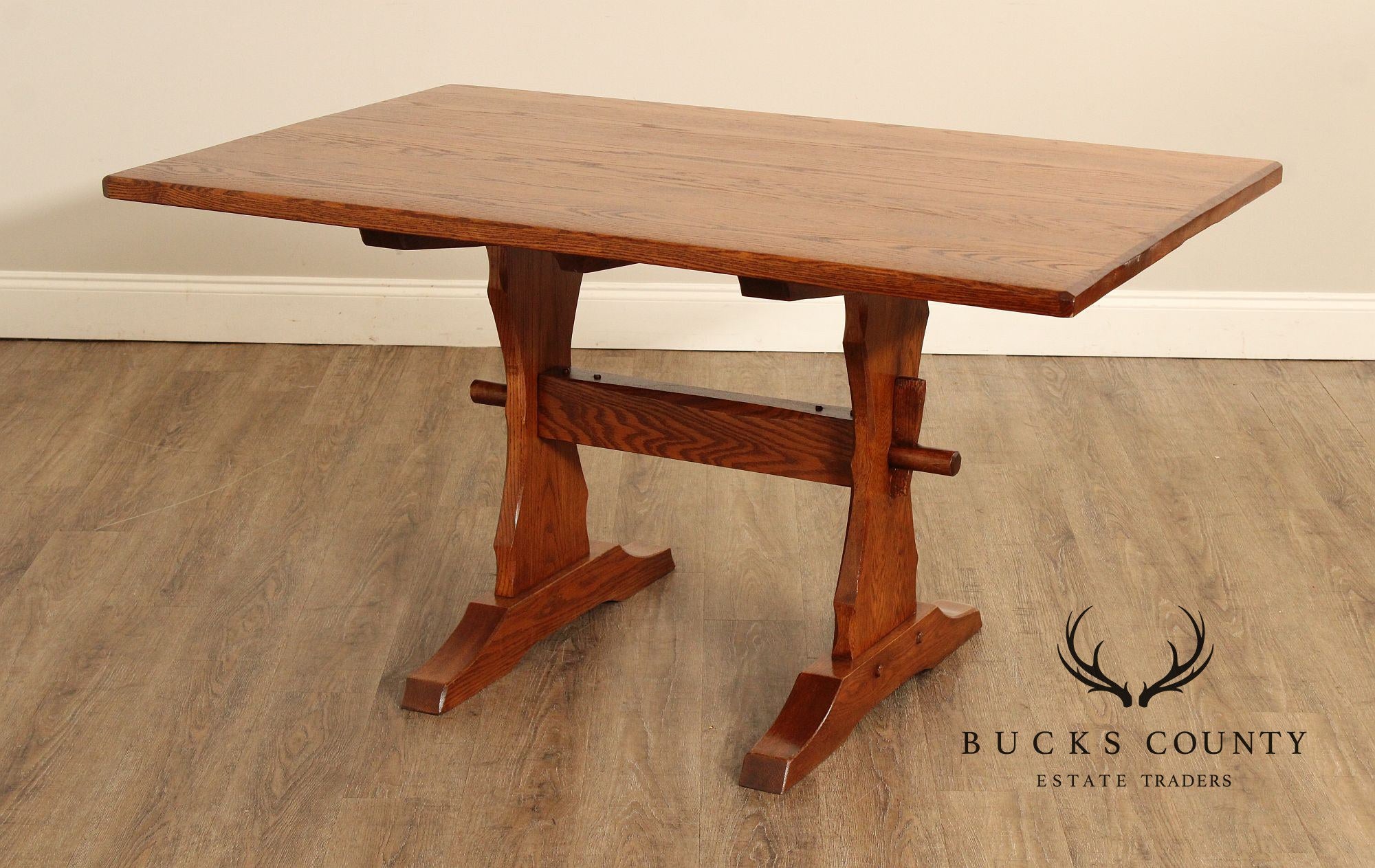 Hunt Country Furniture Solid Oak Trestle Dining Table