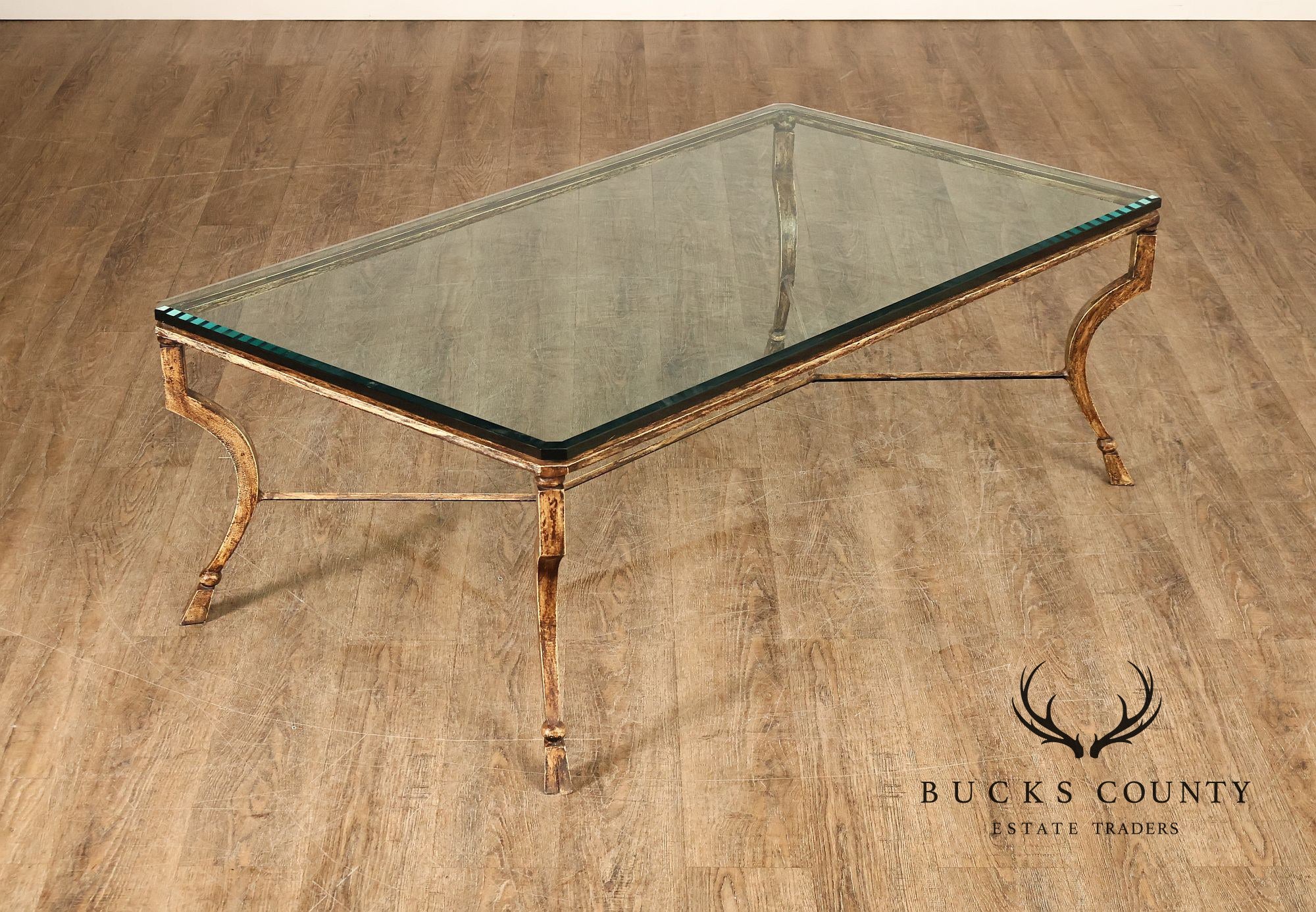 Minton Spindell 'Durant' Glass Top Iron Coffee Table