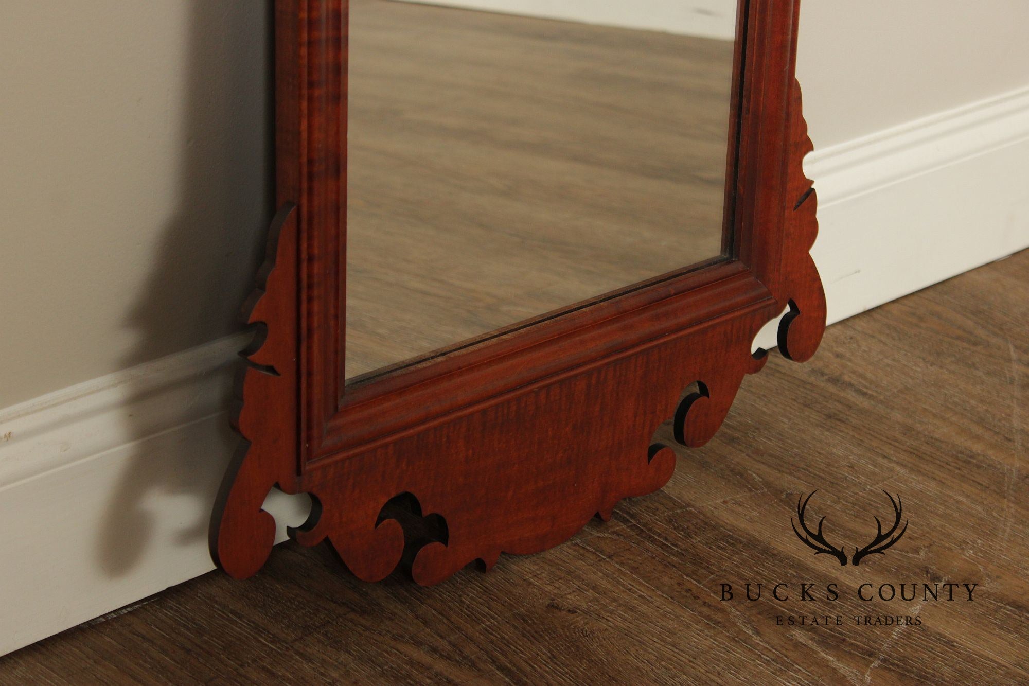 J.L. Treharn Chippendale Style Tiger Maple Wall Mirror