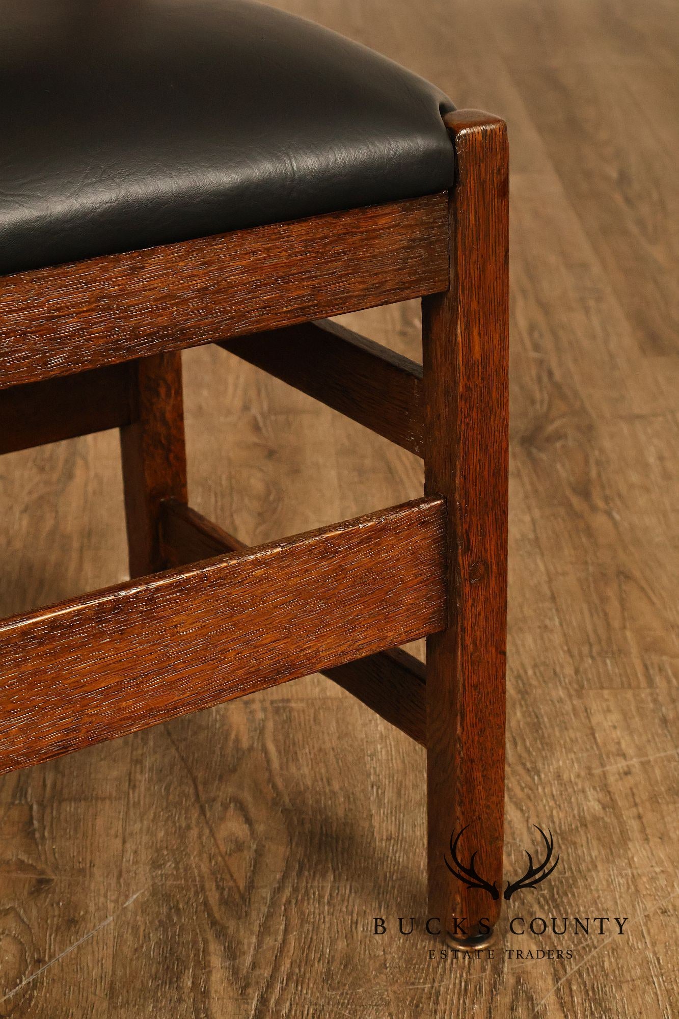 Antique L. & J.G. Stickley Mission Oak Set Of Four Ladder Back Dining Chairs
