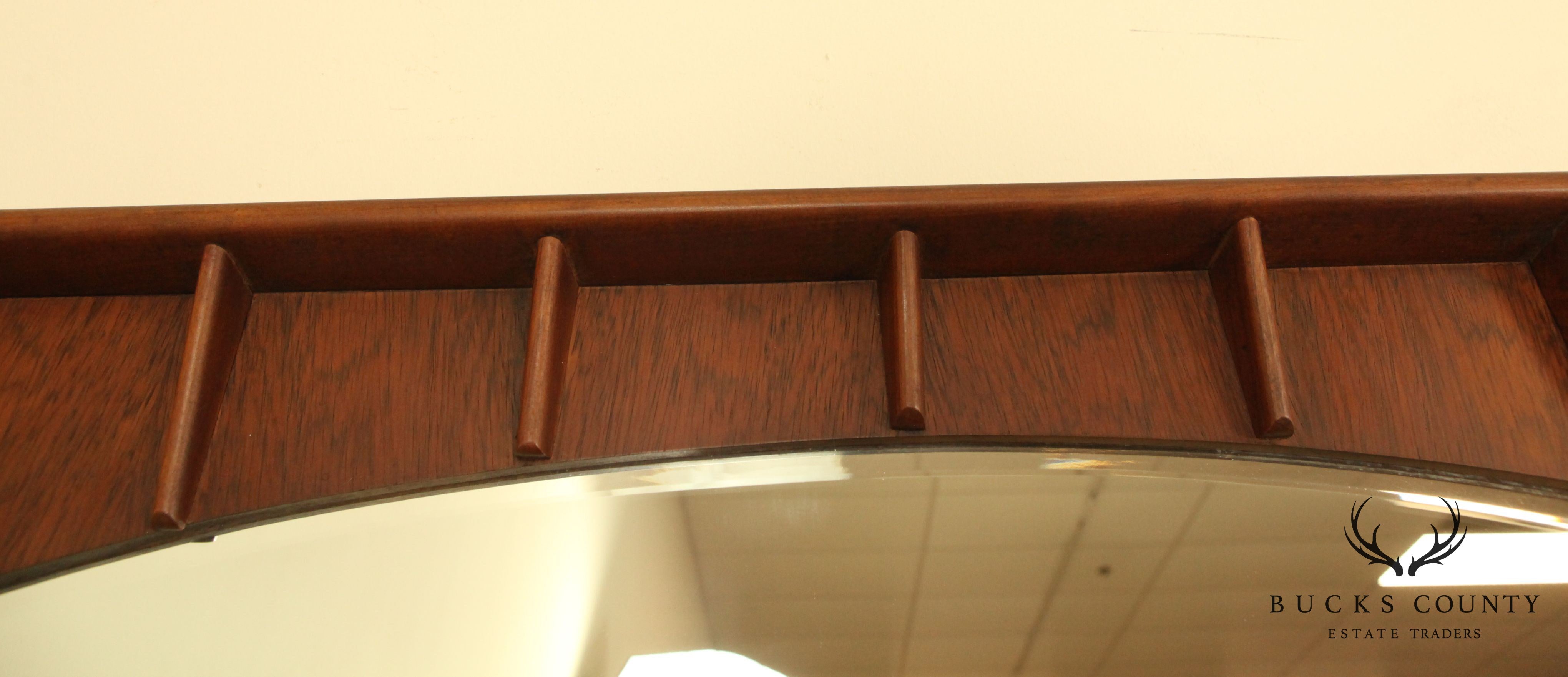 Mid Century Modern Walnut & Rosewood Frame Mirror