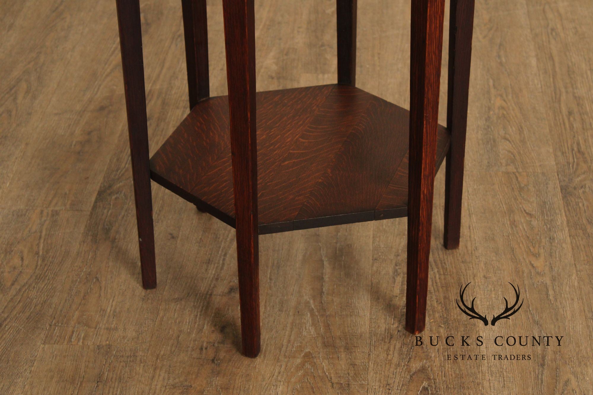 Imperial Furniture Antique Mission Oak Hexagonal Lamp Table