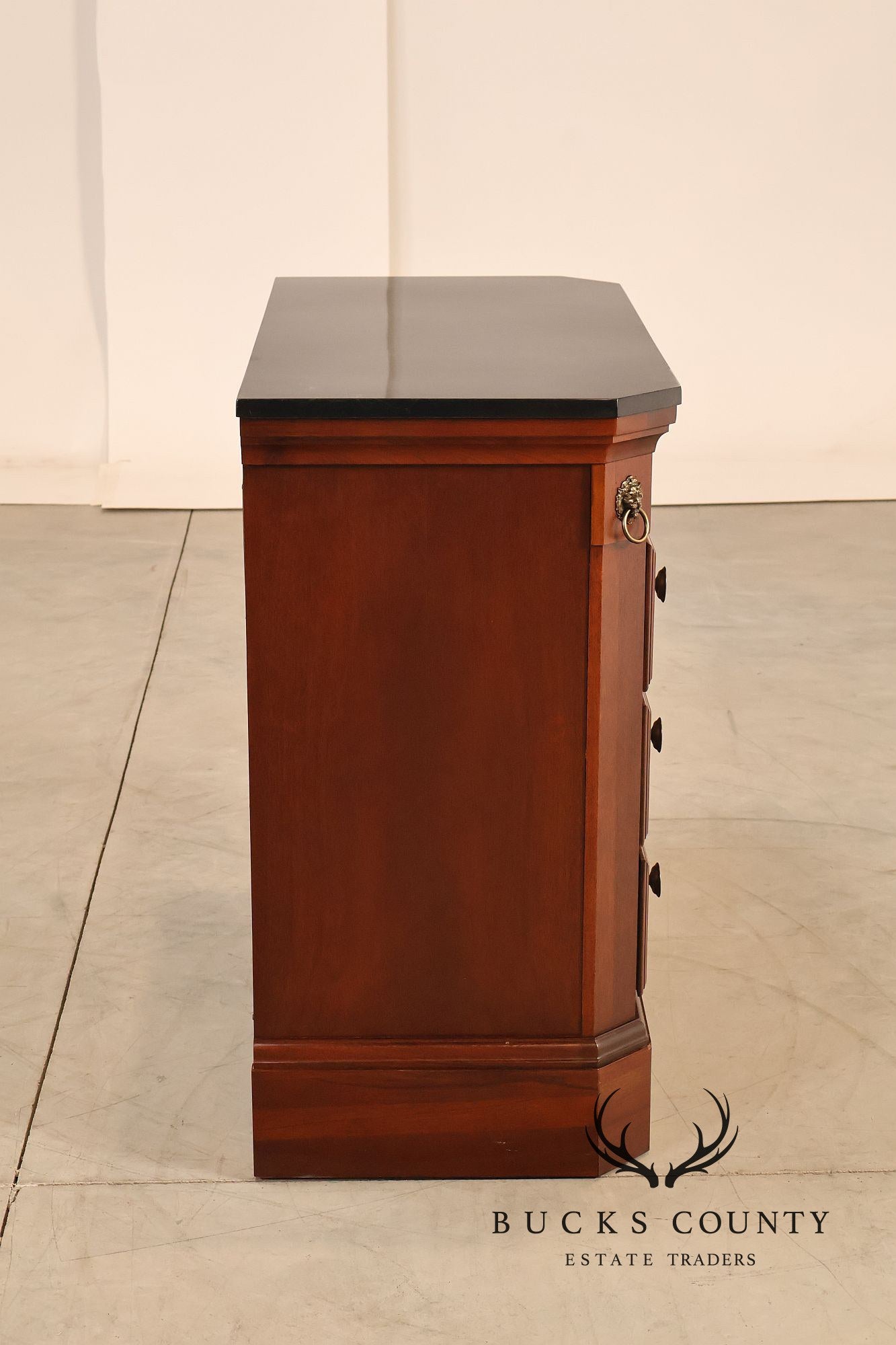 Stanley Furniture Regency Style Pair of Marble Top Mahogany Nightstands