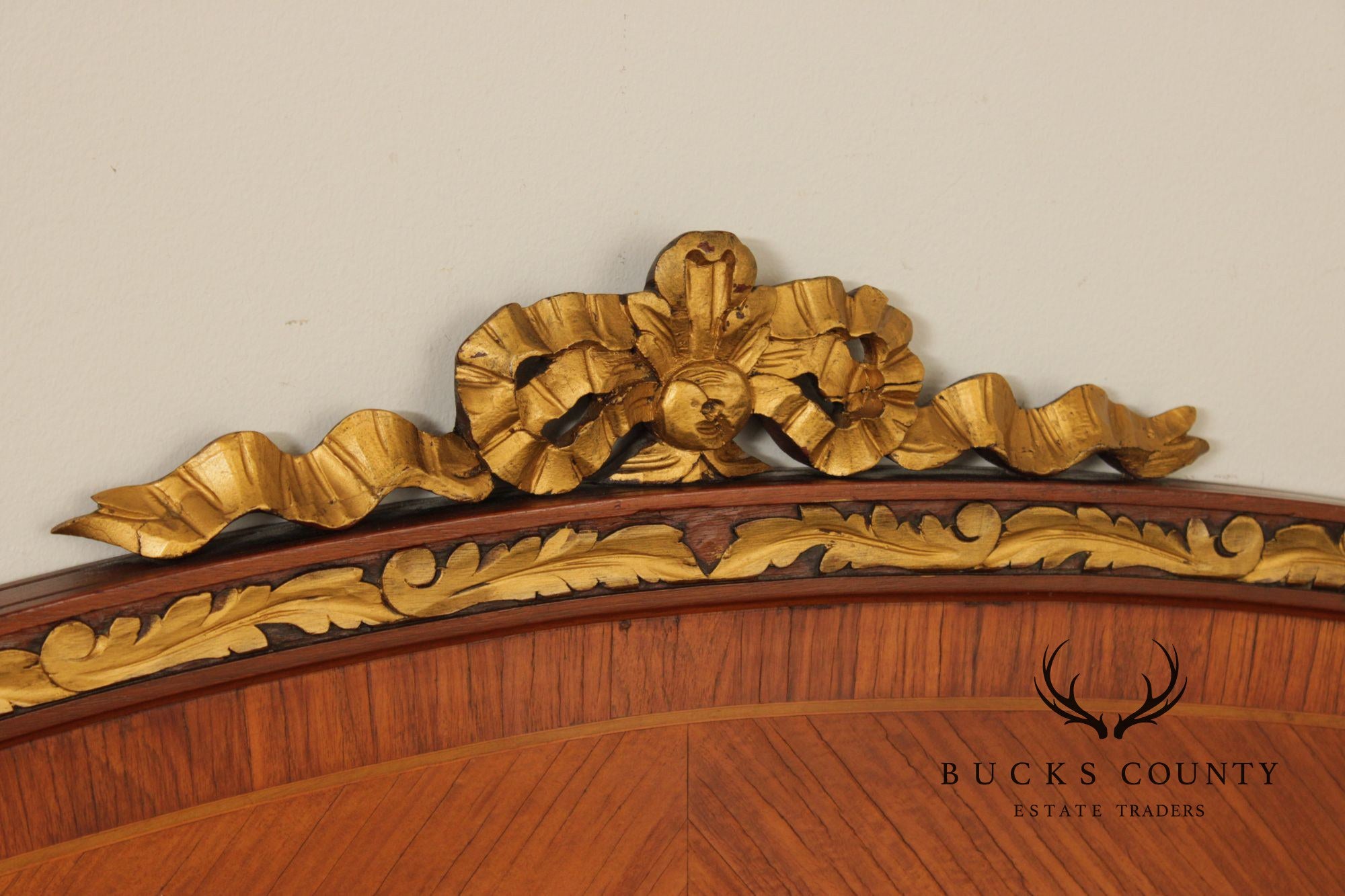 1930's French Louis XV Style Inlaid Satinwood King Headboard