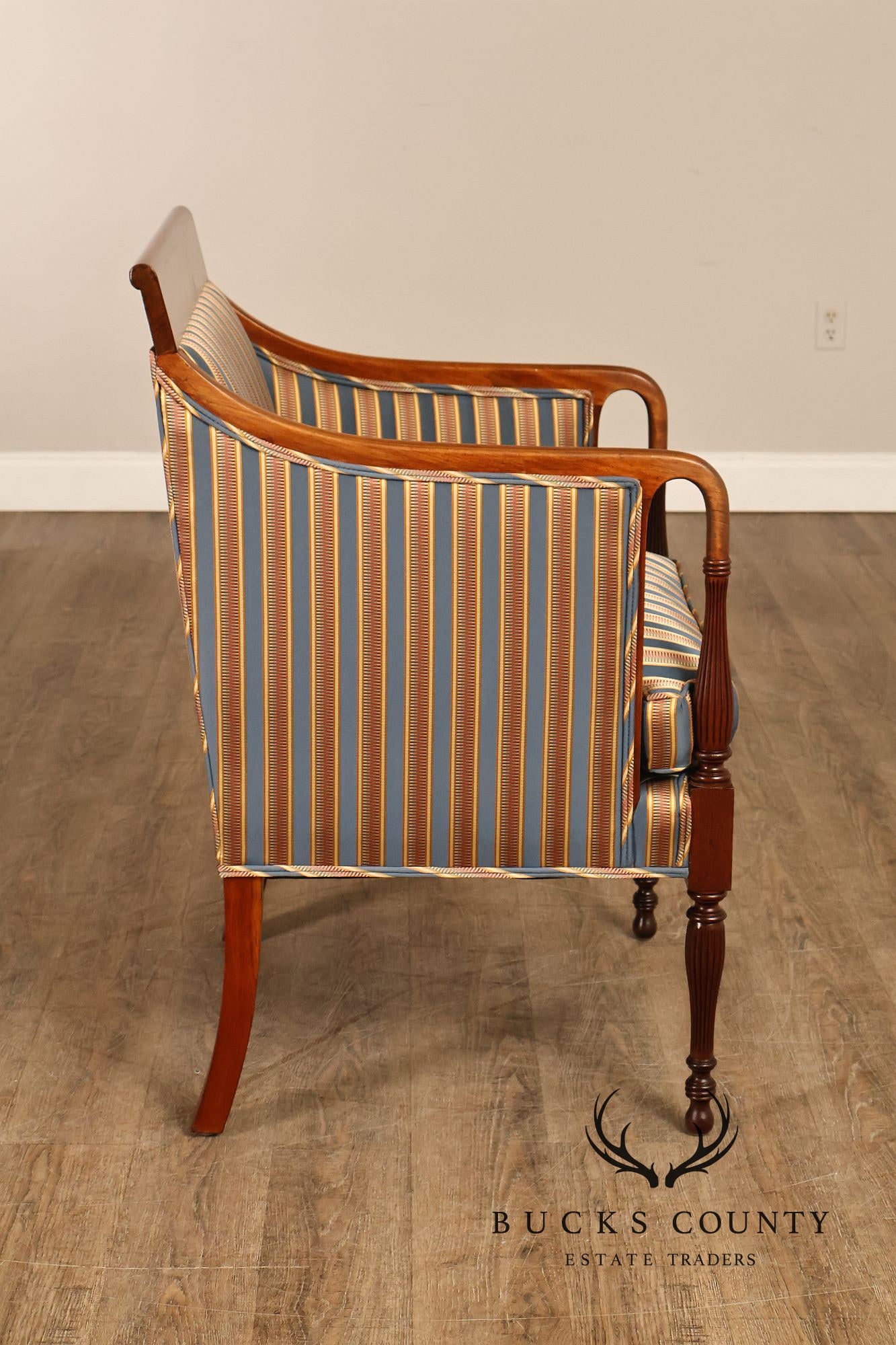 Sheraton Style Vintage Inlaid Mahogany Armchair