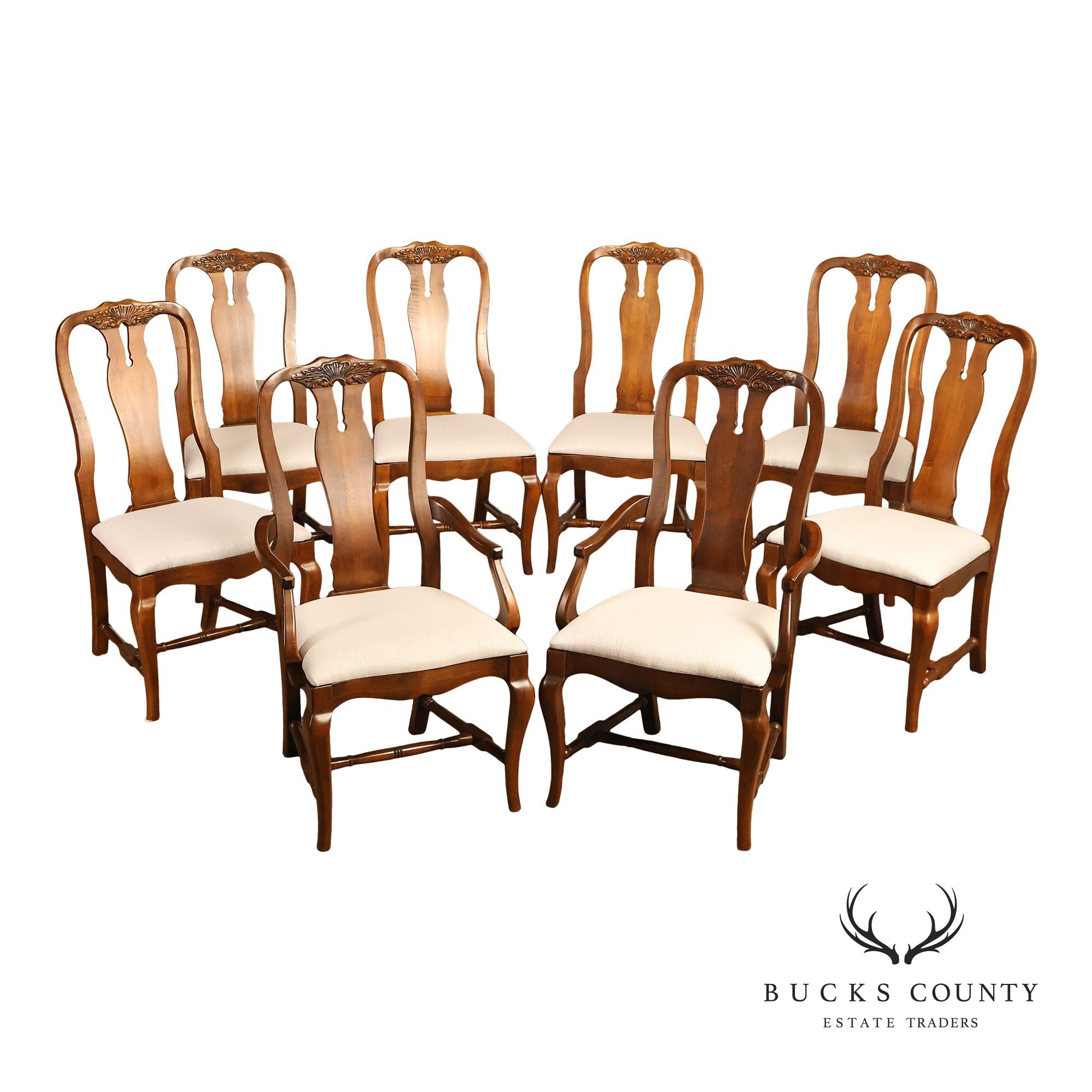 Vintage Pennsylvania House Villas Collection Set Of 8 Queen Anne Dining Chairs