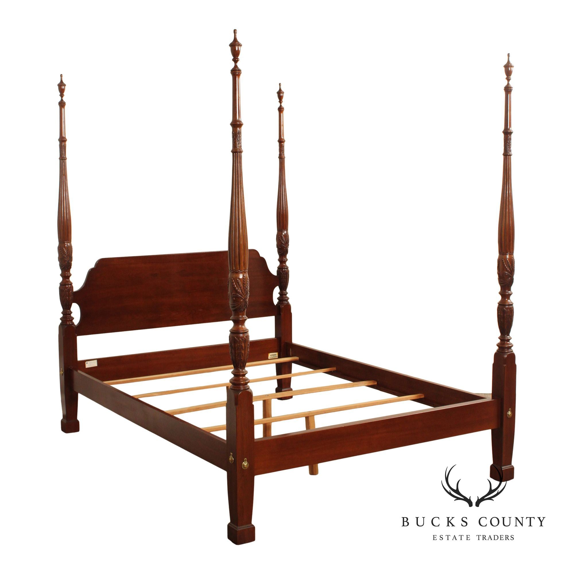 Ethan Allen 'Georgian Court' Cherry Rice Carved Queen Size Poster Bed