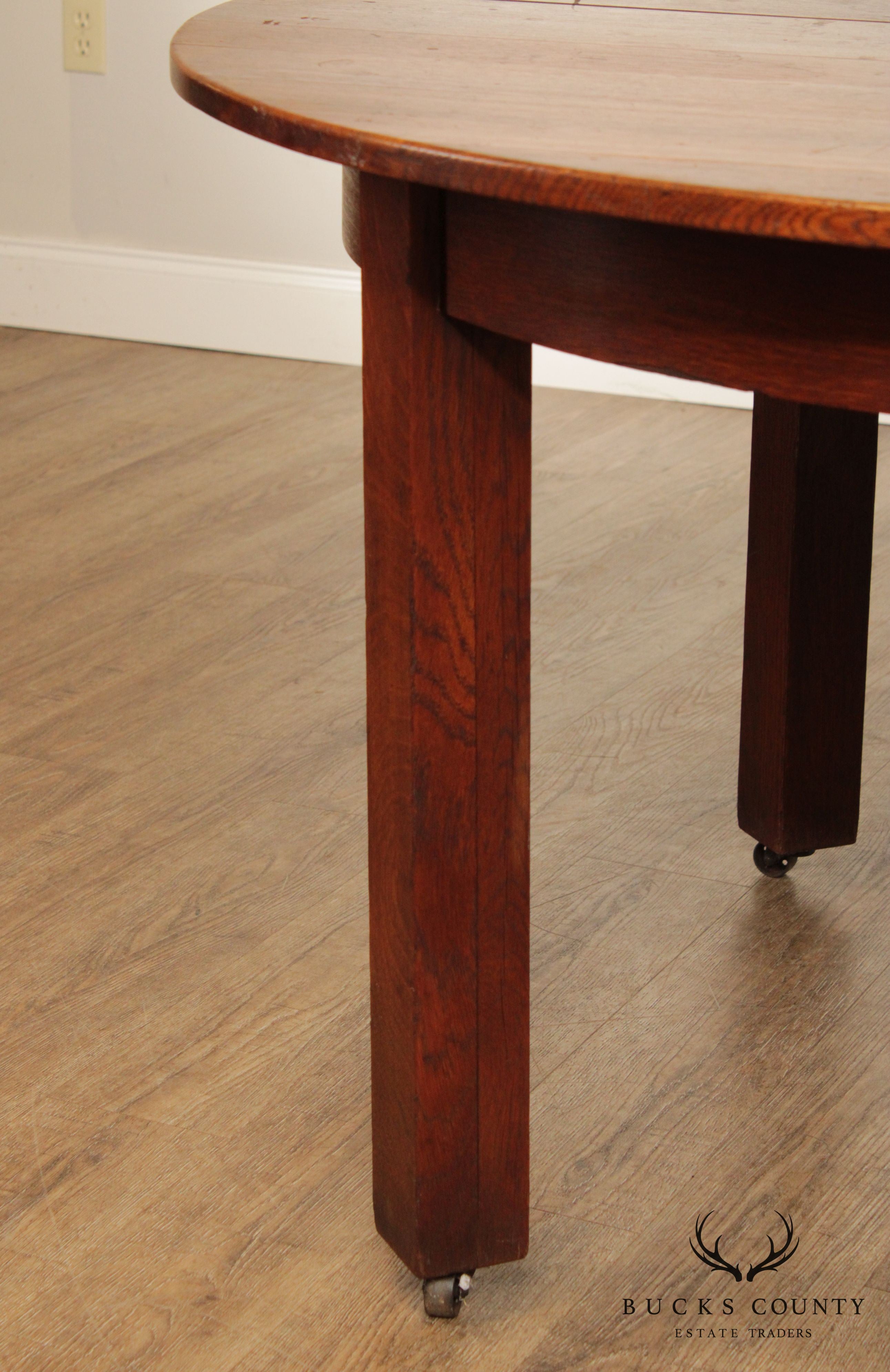L. & J.G. Stickley Antique Round Oak Dining Table