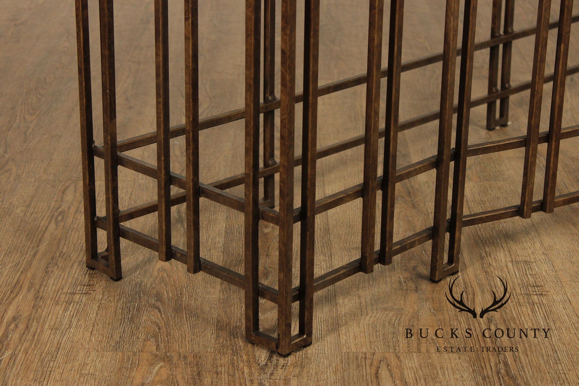 Wrought Iron Travertine Top Long Console Table